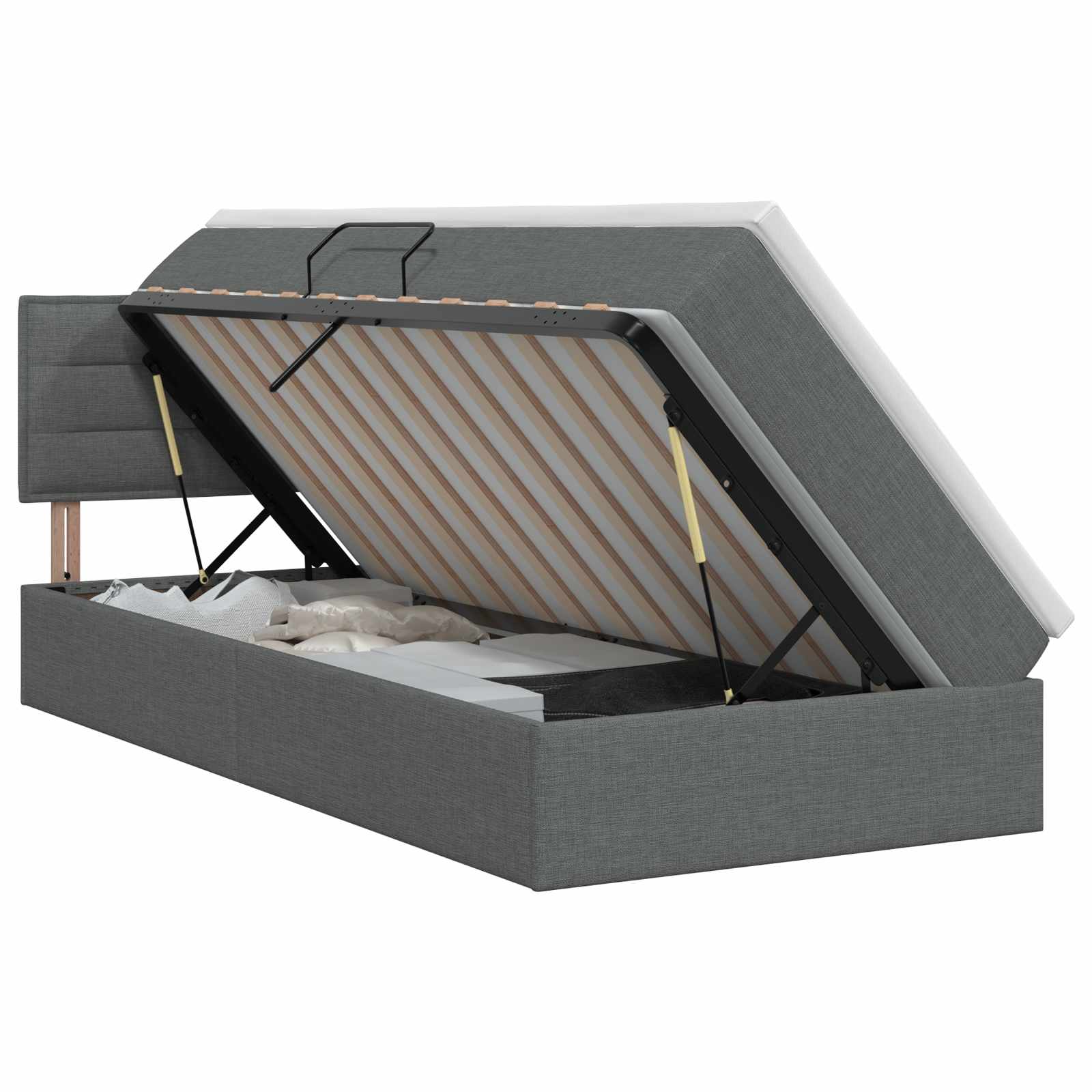 Lit avec rangement et matelas Gris foncé 90 x 200 cm Velours