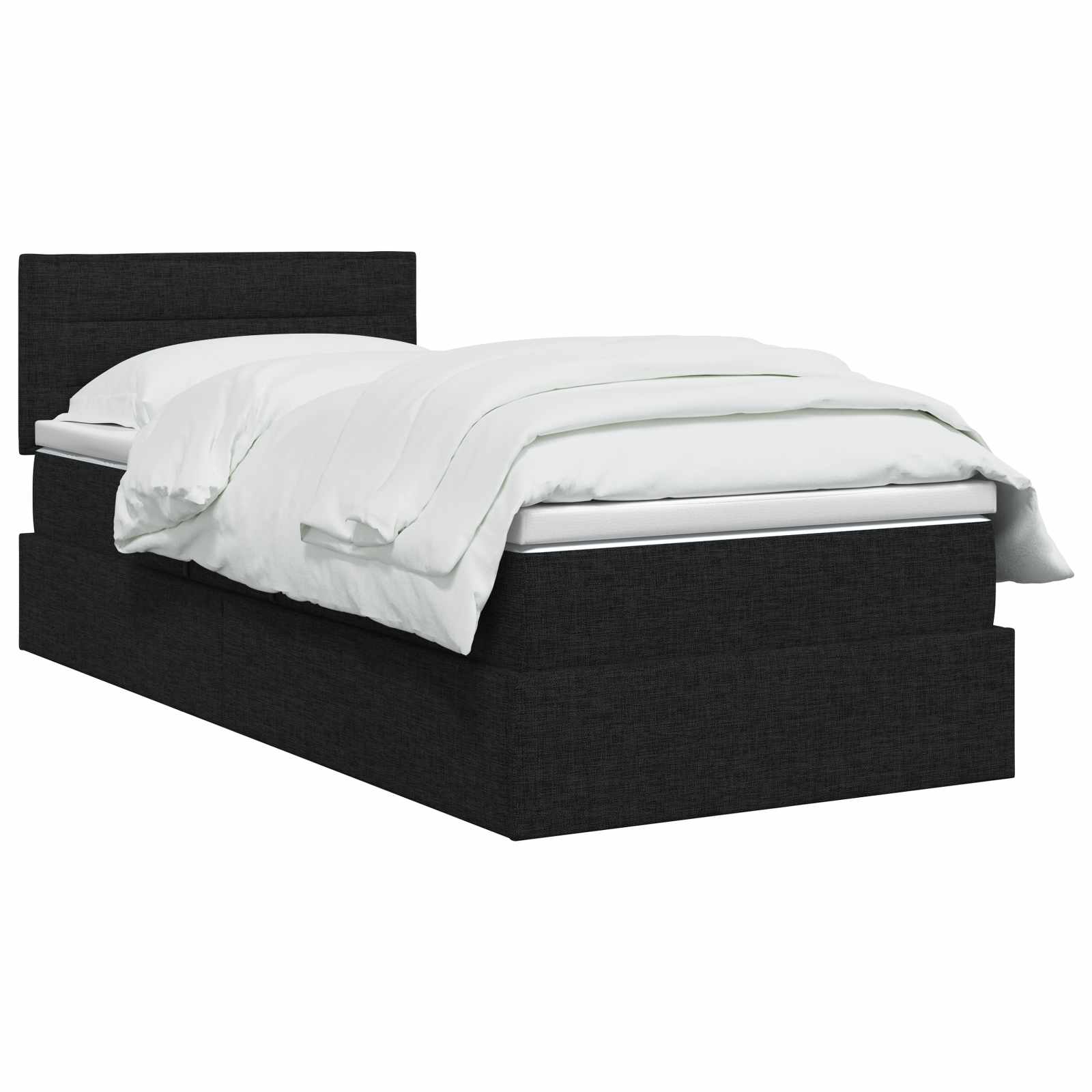Lit avec rangement et matelas avec tête de lit Noir 90 x 200 cm - XIOS