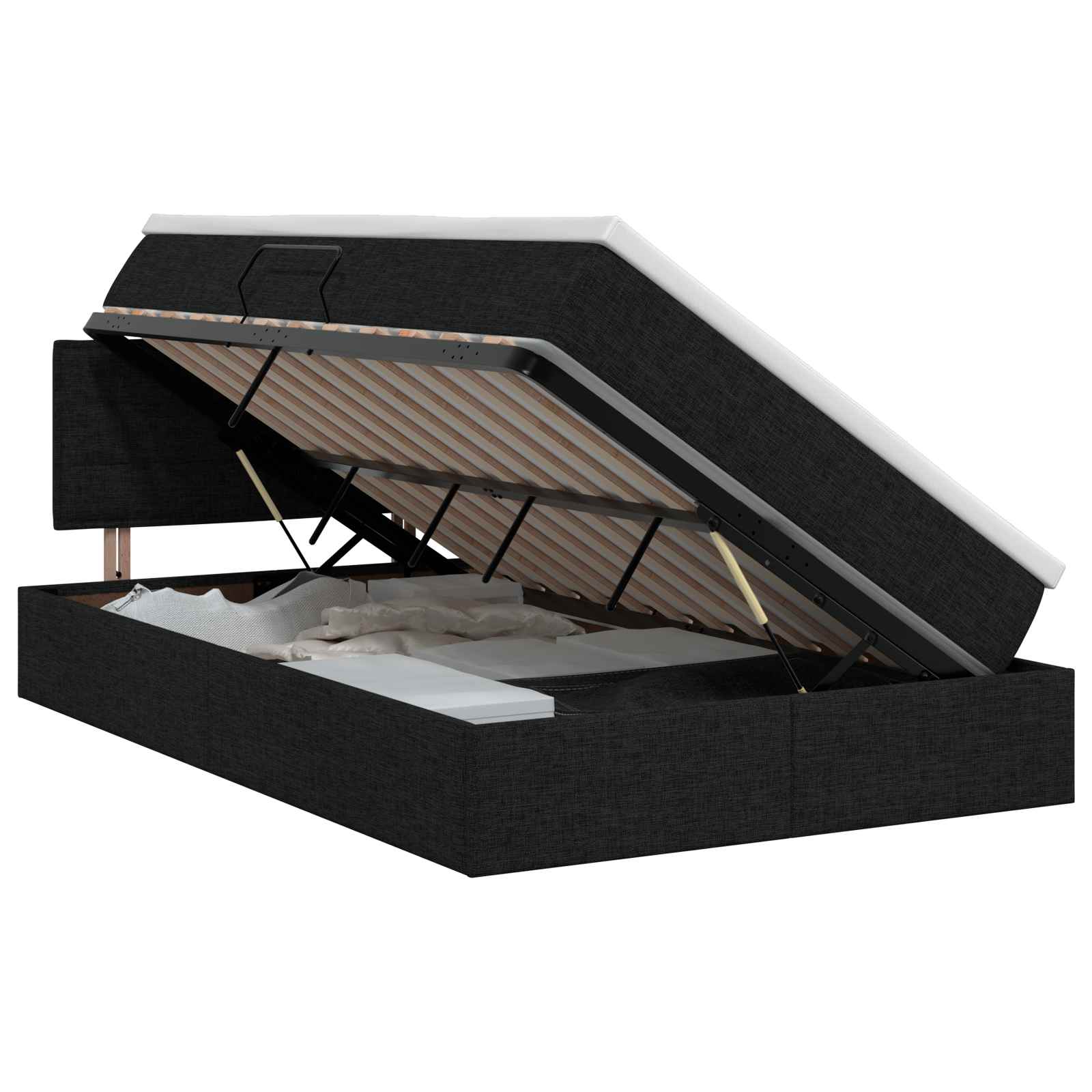 Lit avec rangement et matelas Noir 120 x 200 cm Velours