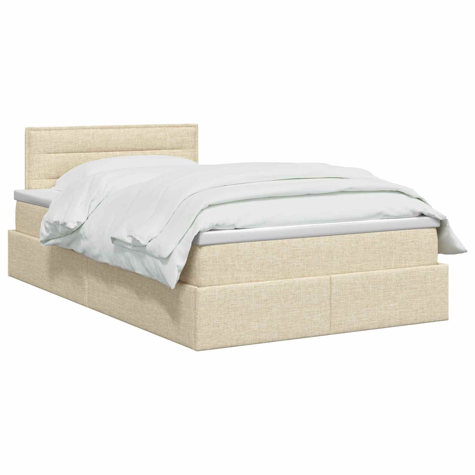 Lit avec rangement et matelas Crème 120 x 200 cm Velours