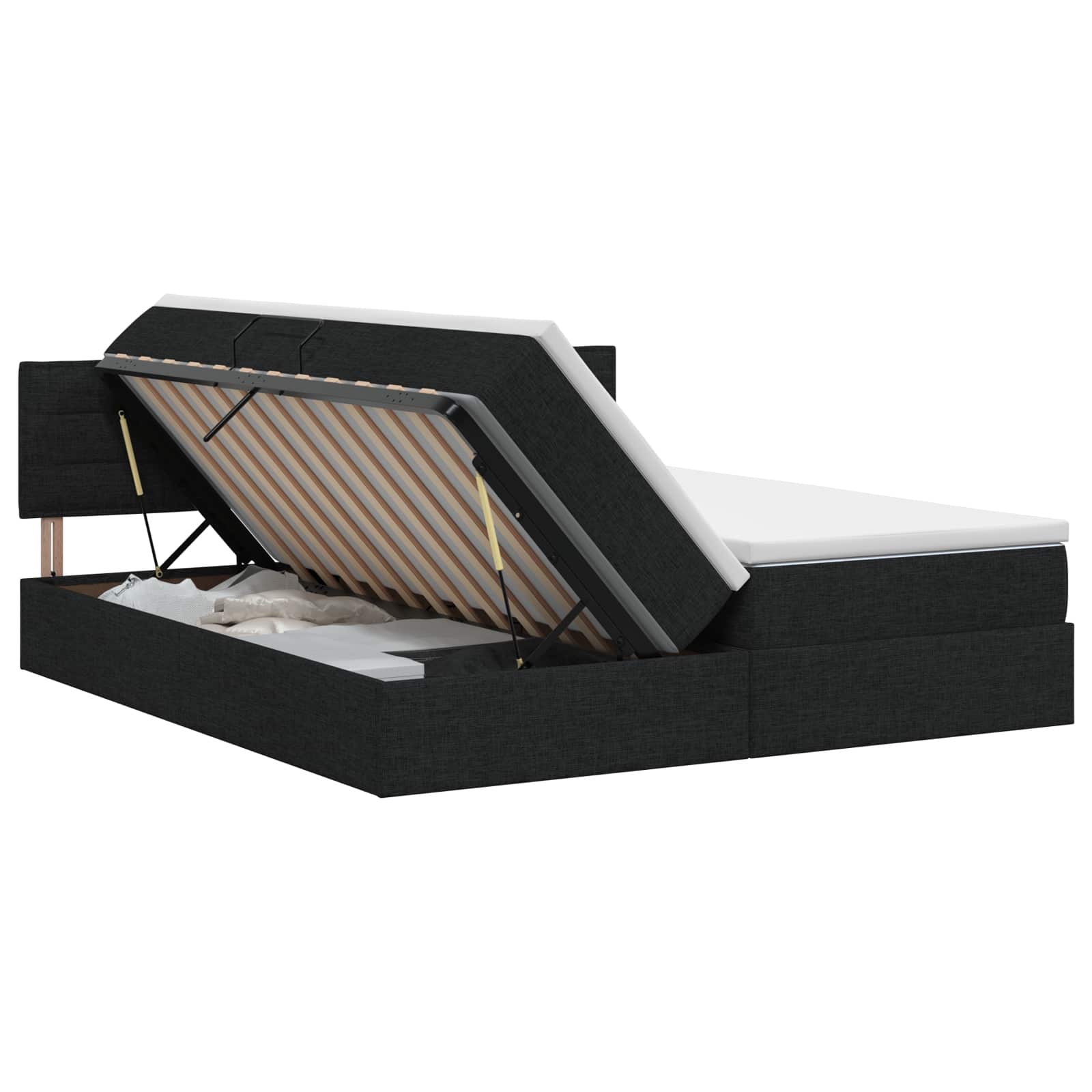 Lit avec rangement et matelas Noir 140 x 190 cm Velours - XIOS