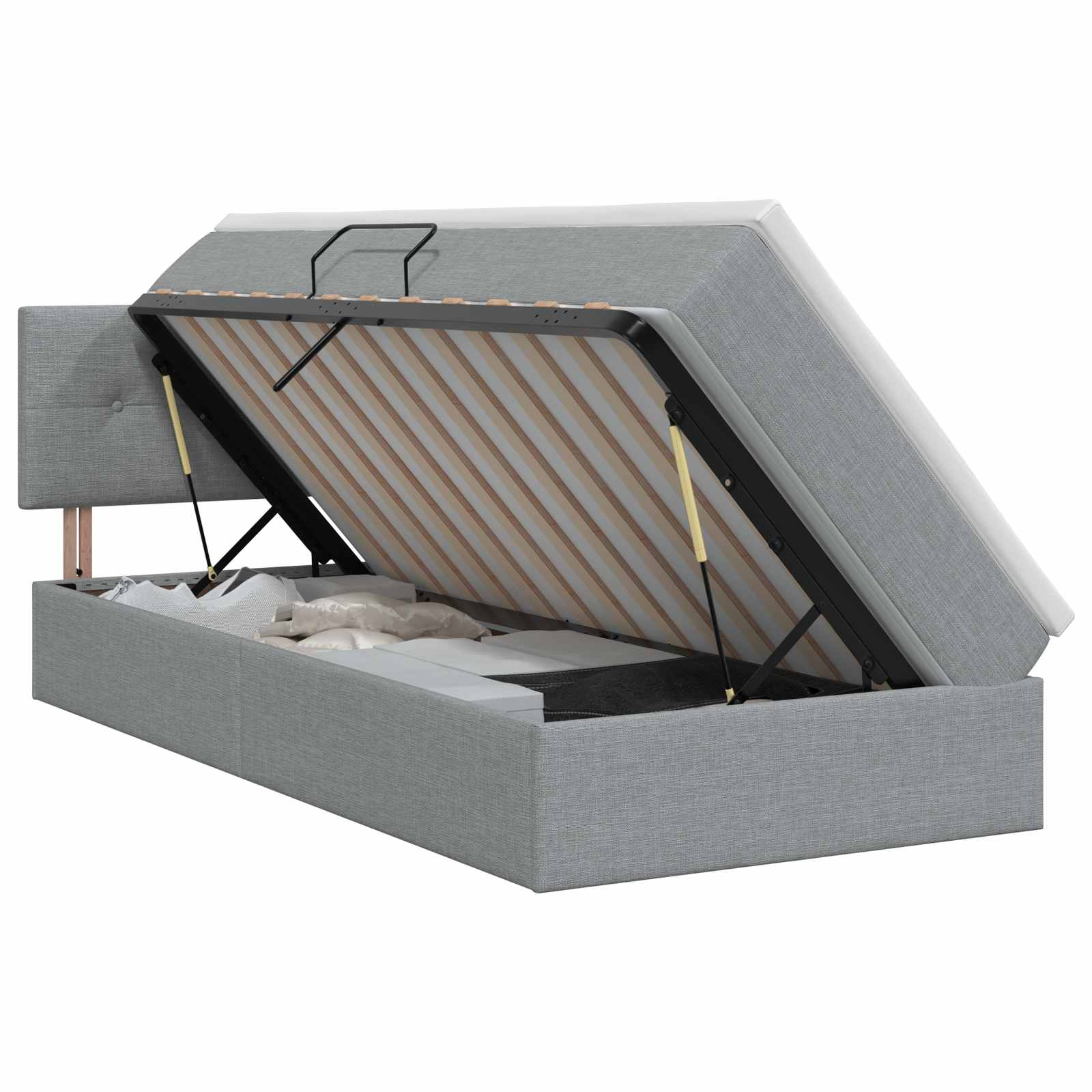 Lit avec rangement et matelas Gris clair 90 x 190 cm Velours - XIOS