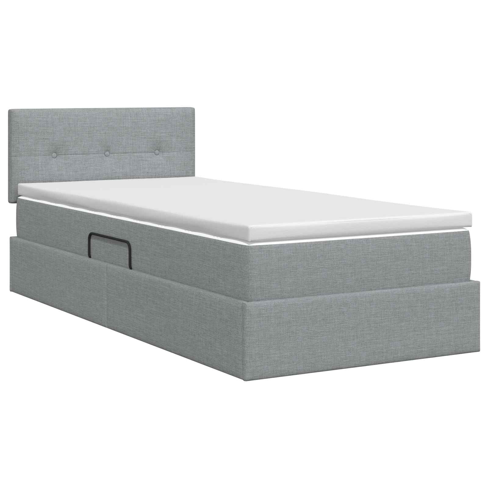 Lit avec rangement et matelas Gris clair 100 x 200 cm Velours