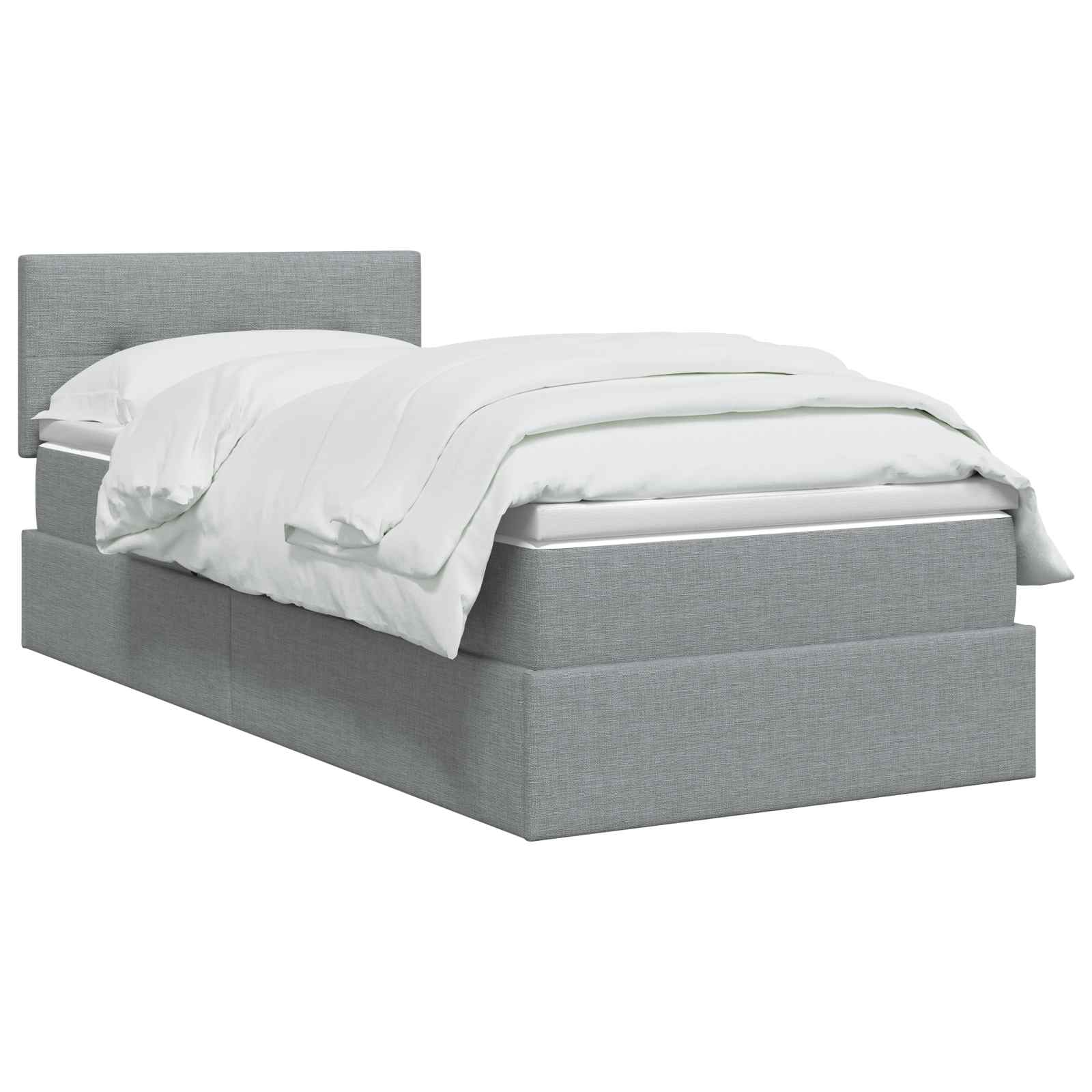 Lit avec rangement et matelas Gris clair 100 x 200 cm Velours