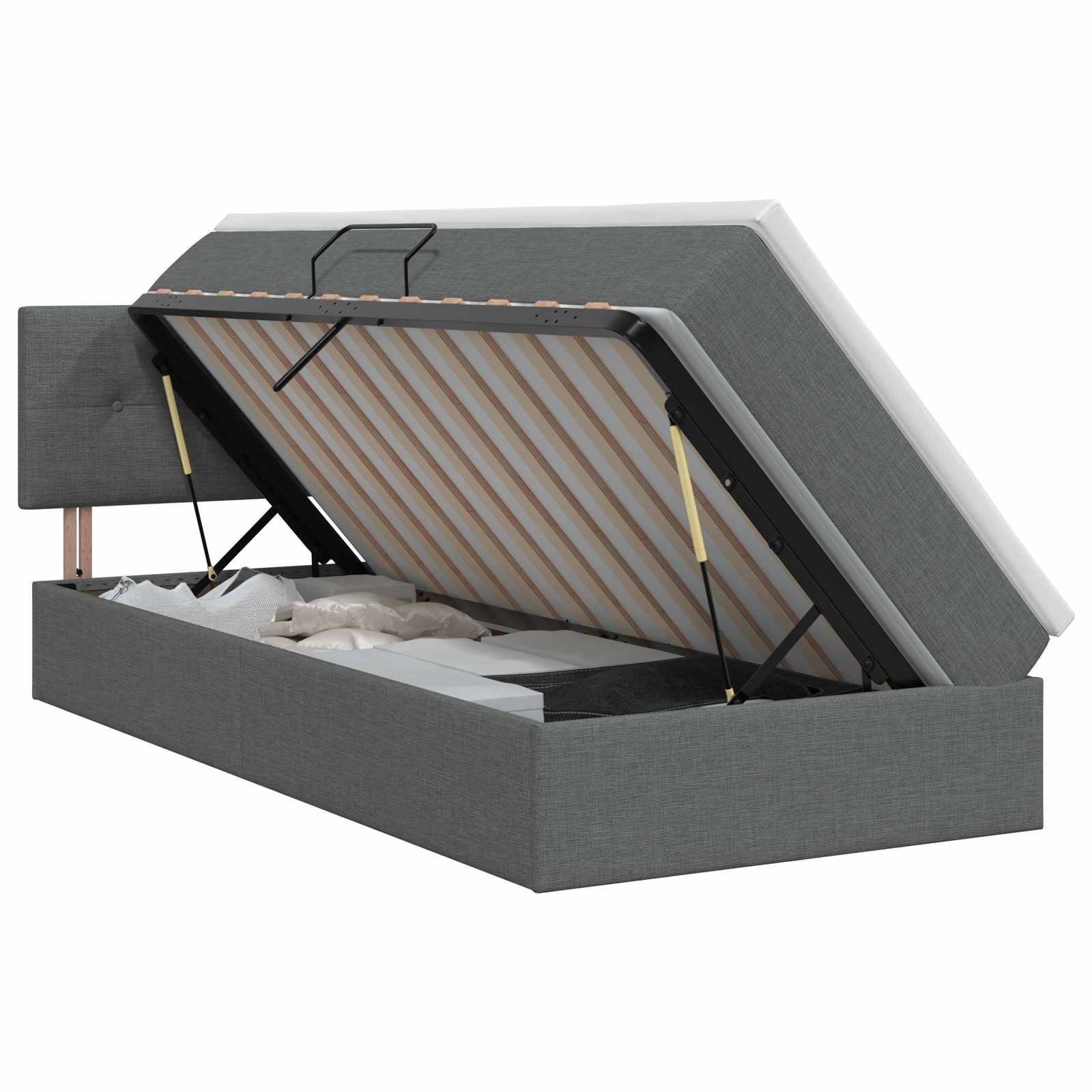 Lit avec rangement et matelas Gris foncé 100 x 200 cm Velours