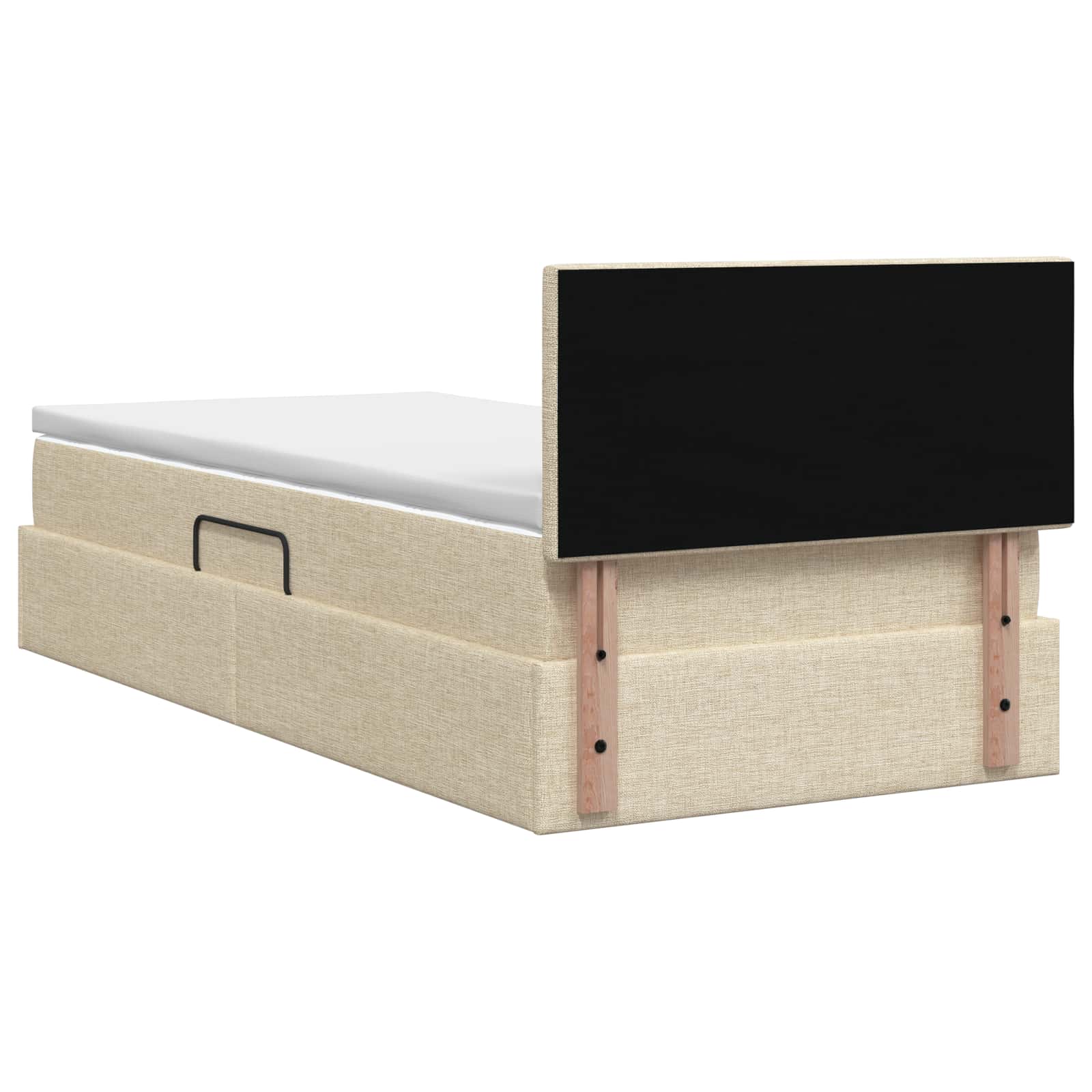 Lit avec rangement et matelas Crème 100 x 200 cm Velours