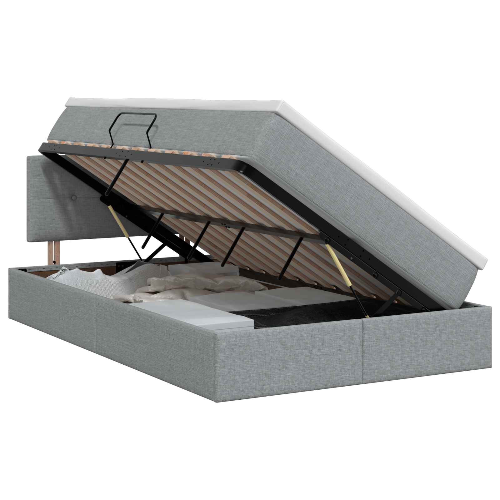 Lit avec rangement et matelas Gris clair 120 x 200 cm Velours
