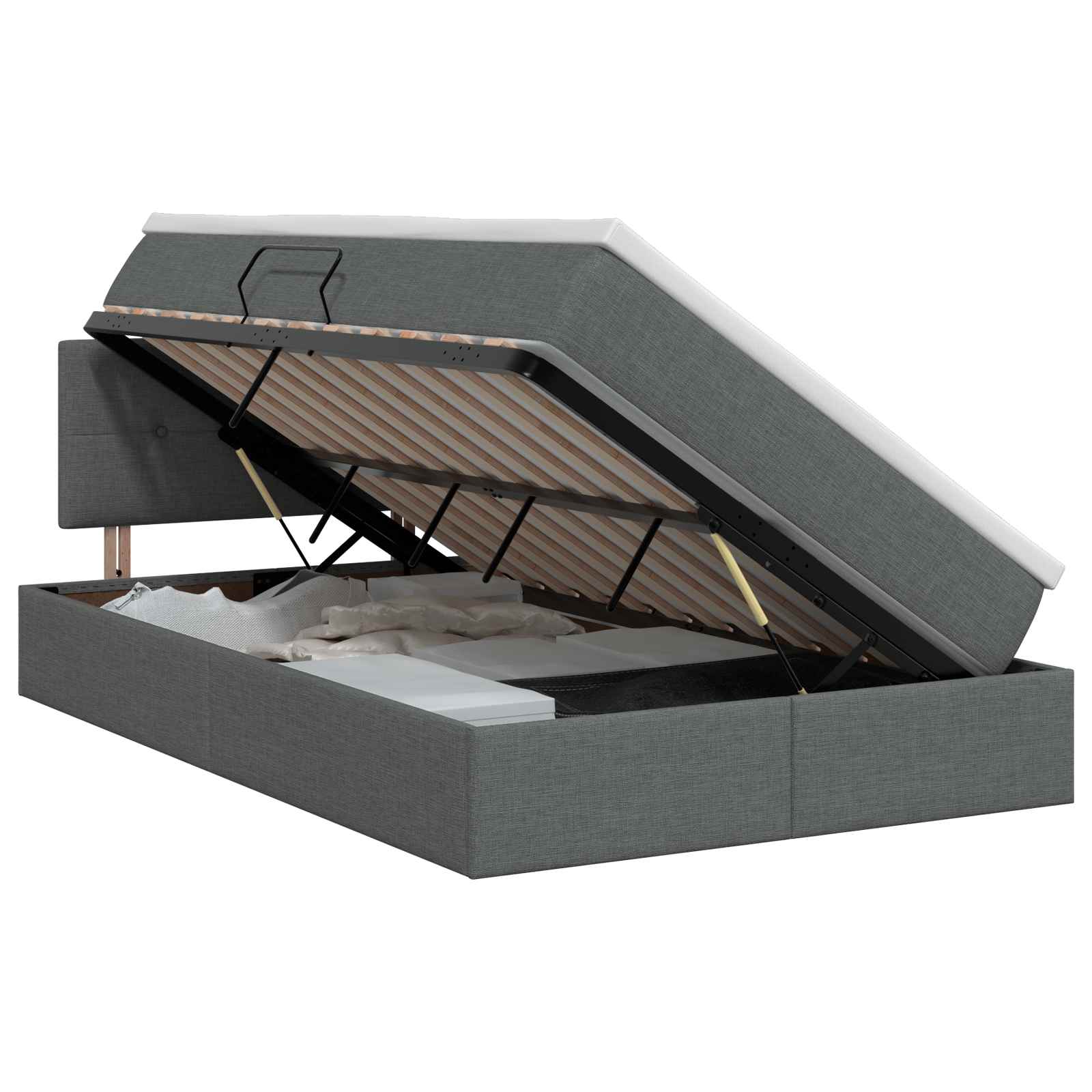 Lit avec rangement et matelas Gris foncé 120 x 200 cm Velours