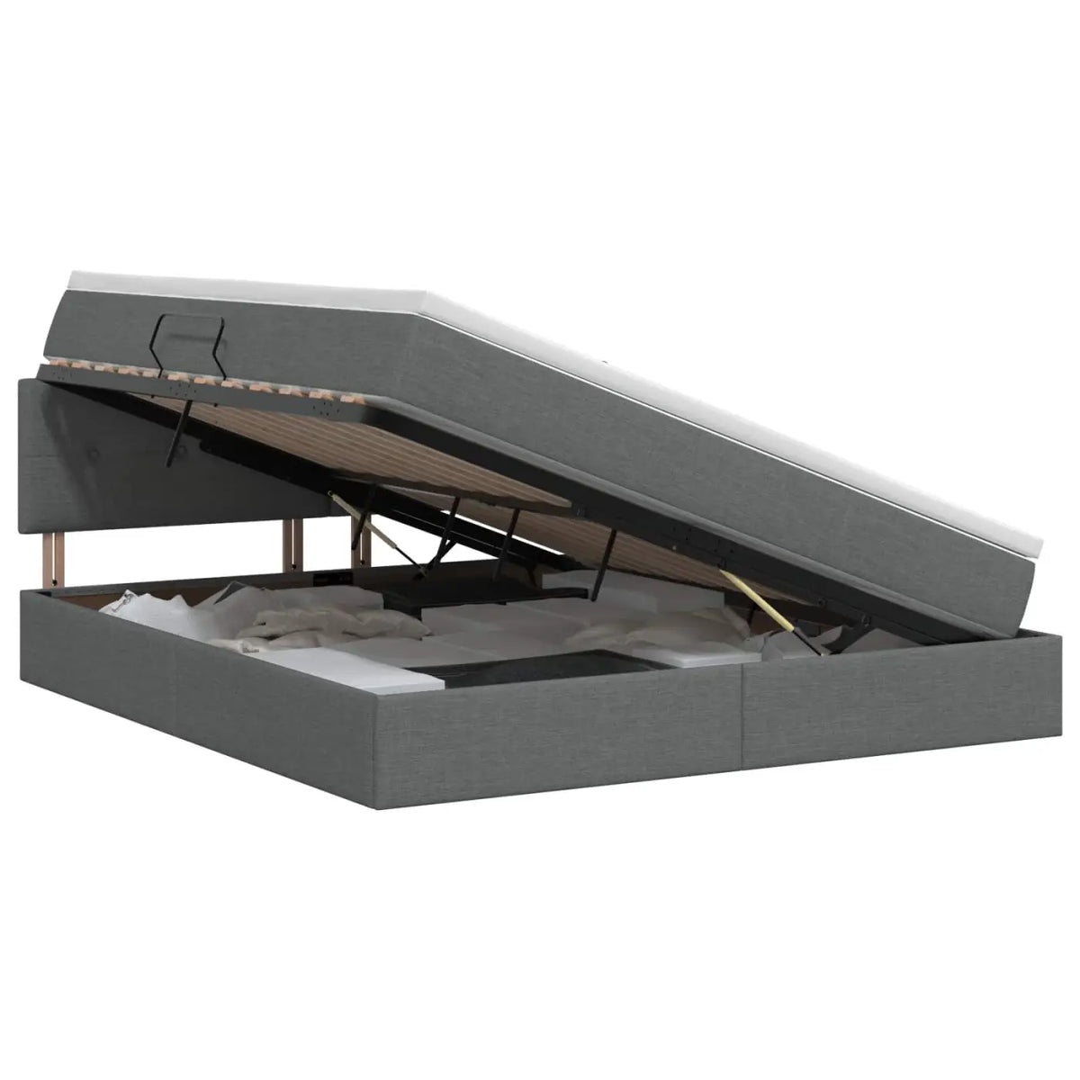 Lit avec rangement et matelas Gris foncé 140 x 200 cm Velours - XIOS