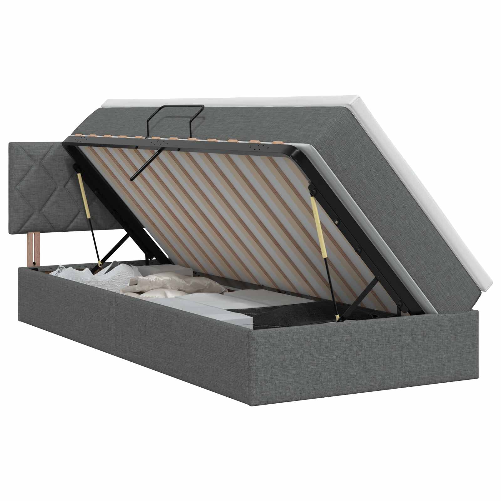 Lit avec rangement et matelas Gris foncé 90 x 190 cm Velours