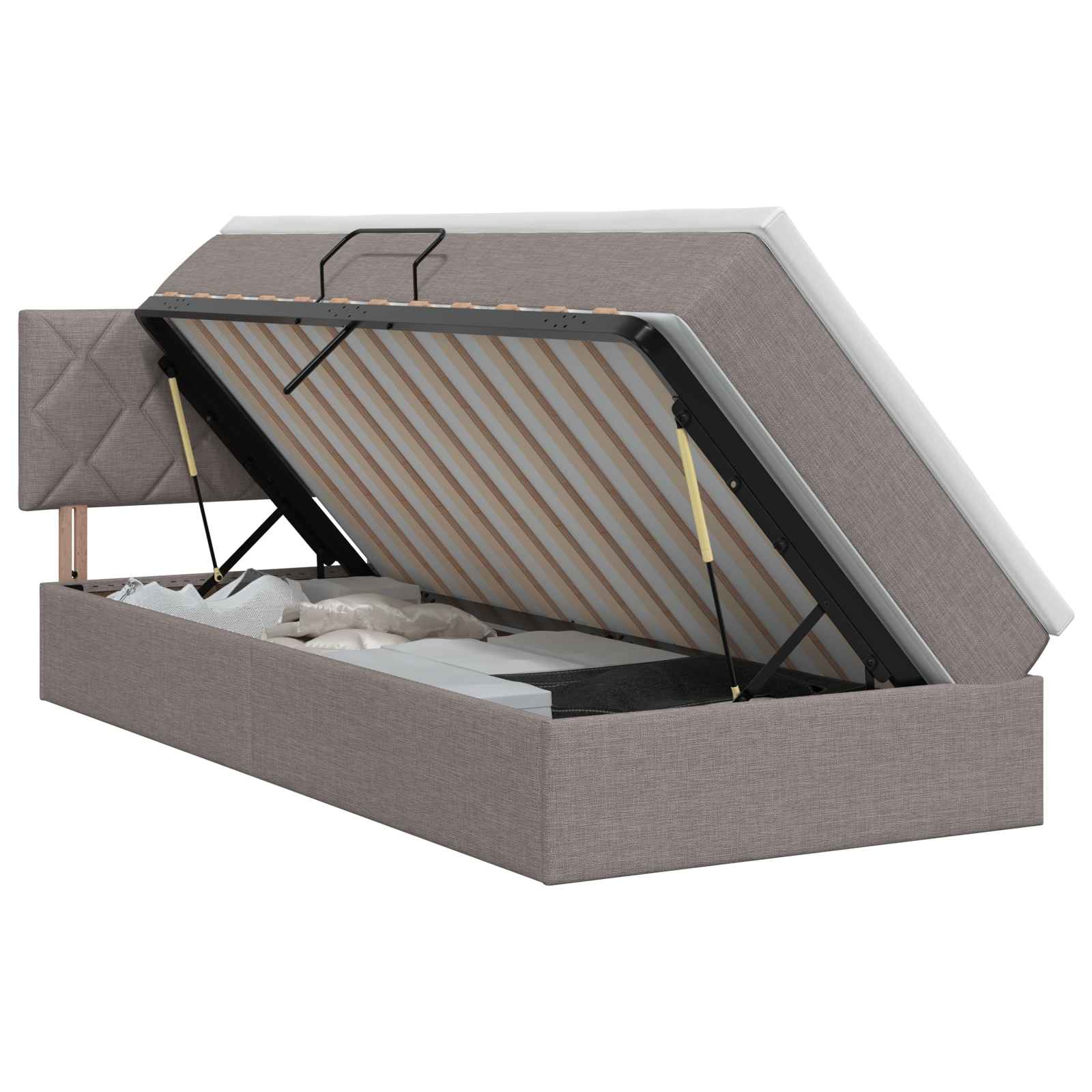 Lit avec rangement et matelas Taupe 90 x 200 cm Velours