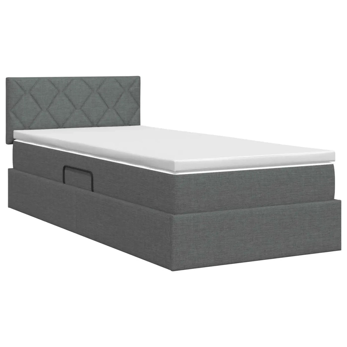 Lit avec rangement et matelas Gris foncé 100 x 200 cm Velours - XIOS