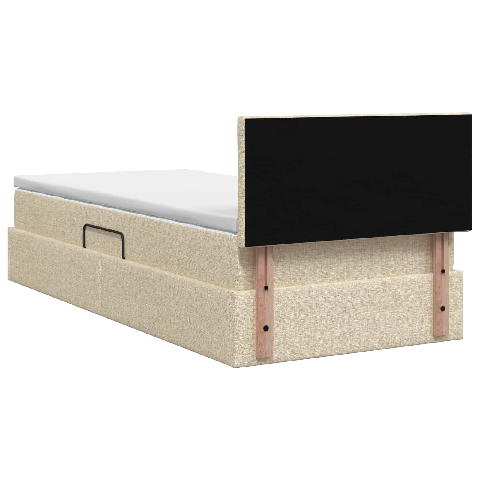 Lit avec rangement et matelas Crème 100 x 200 cm Velours