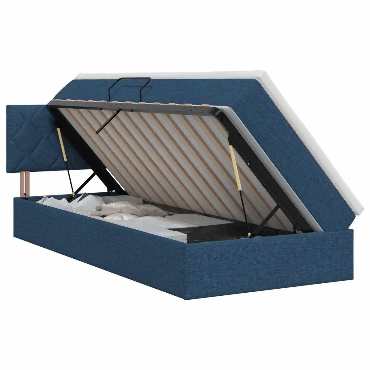 Lit avec rangement et matelas Bleu 100 x 200 cm Velours - XIOS