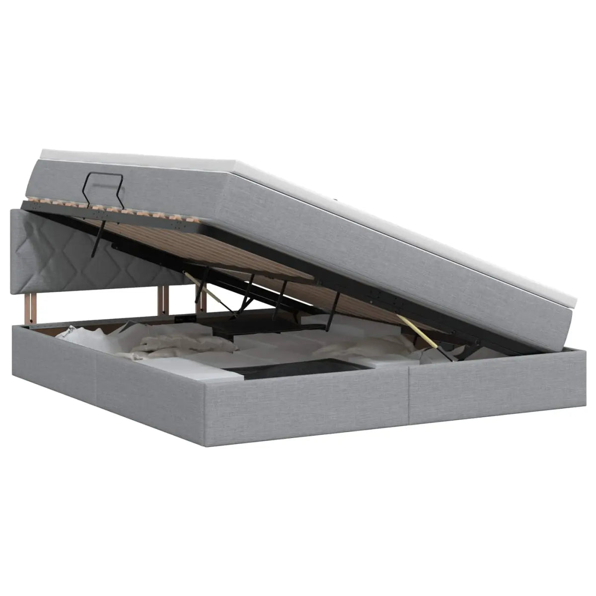 Lit avec rangement et matelas Gris clair 140 x 200 cm Velours - XIOS