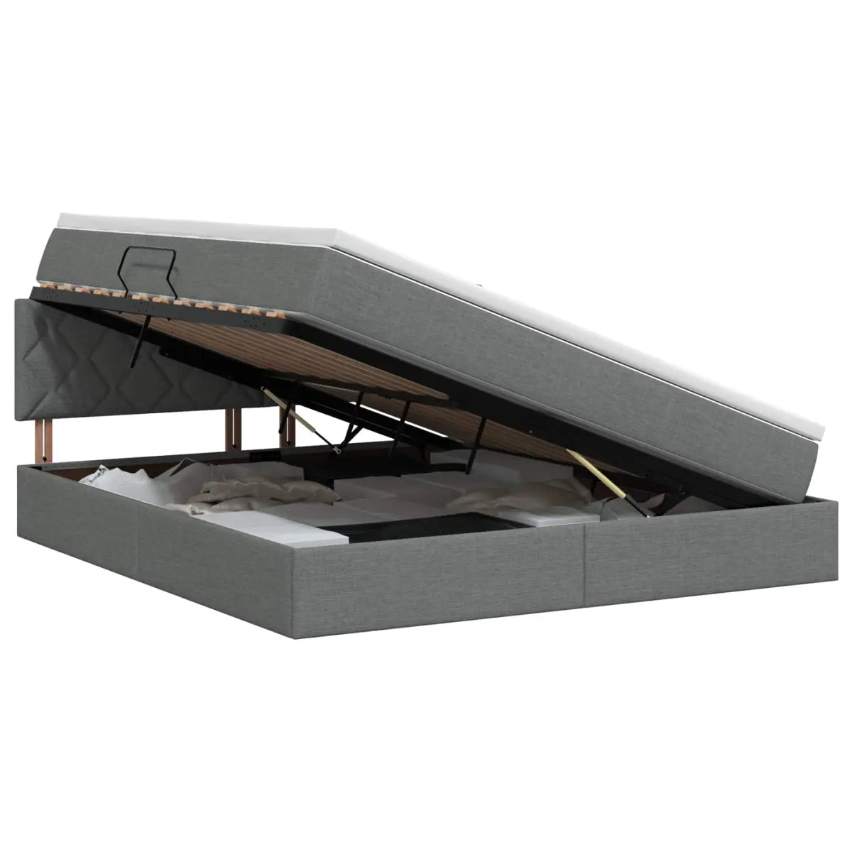 Lit avec rangement et matelas Gris foncé 140 x 200 cm Velours - XIOS