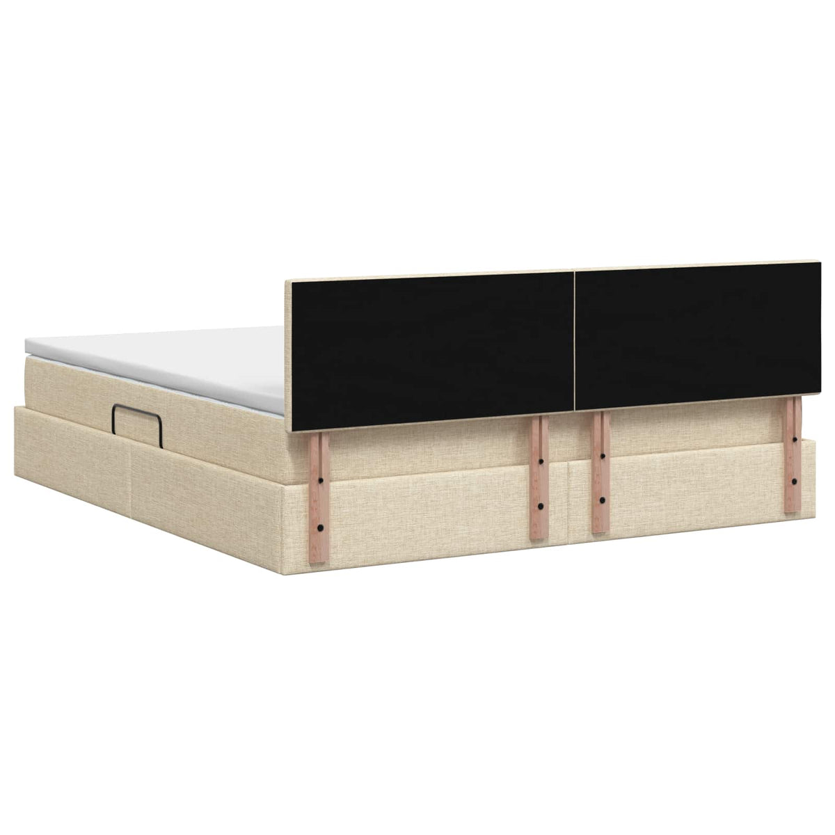 Lit avec rangement et matelas Crème 140 x 200 cm Velours