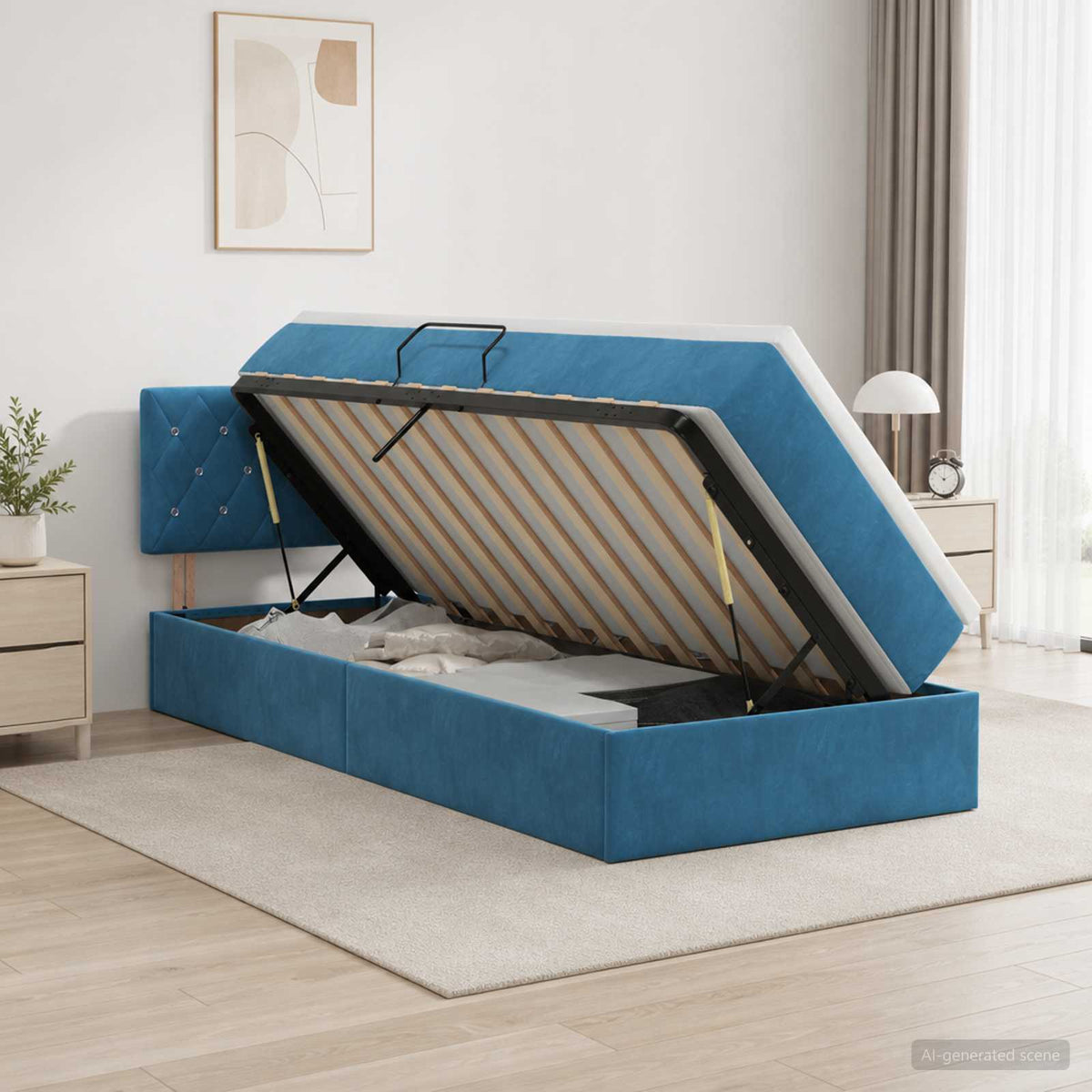 Lit de rangement LED avec matelas Bleu foncé 100 x 200 cm
