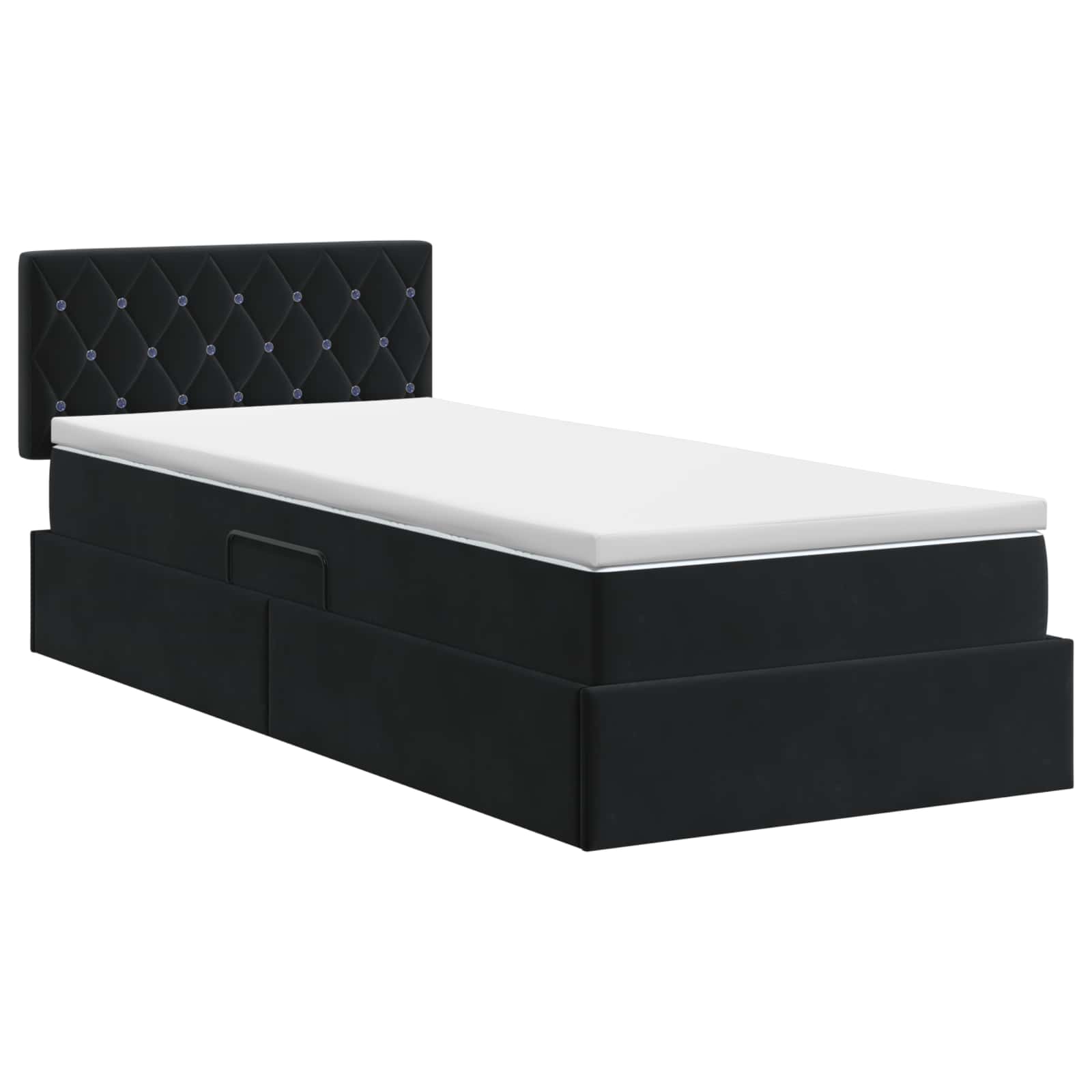 Lit de Rangement avec tête de lit Noir 90 x 200 cm Velours