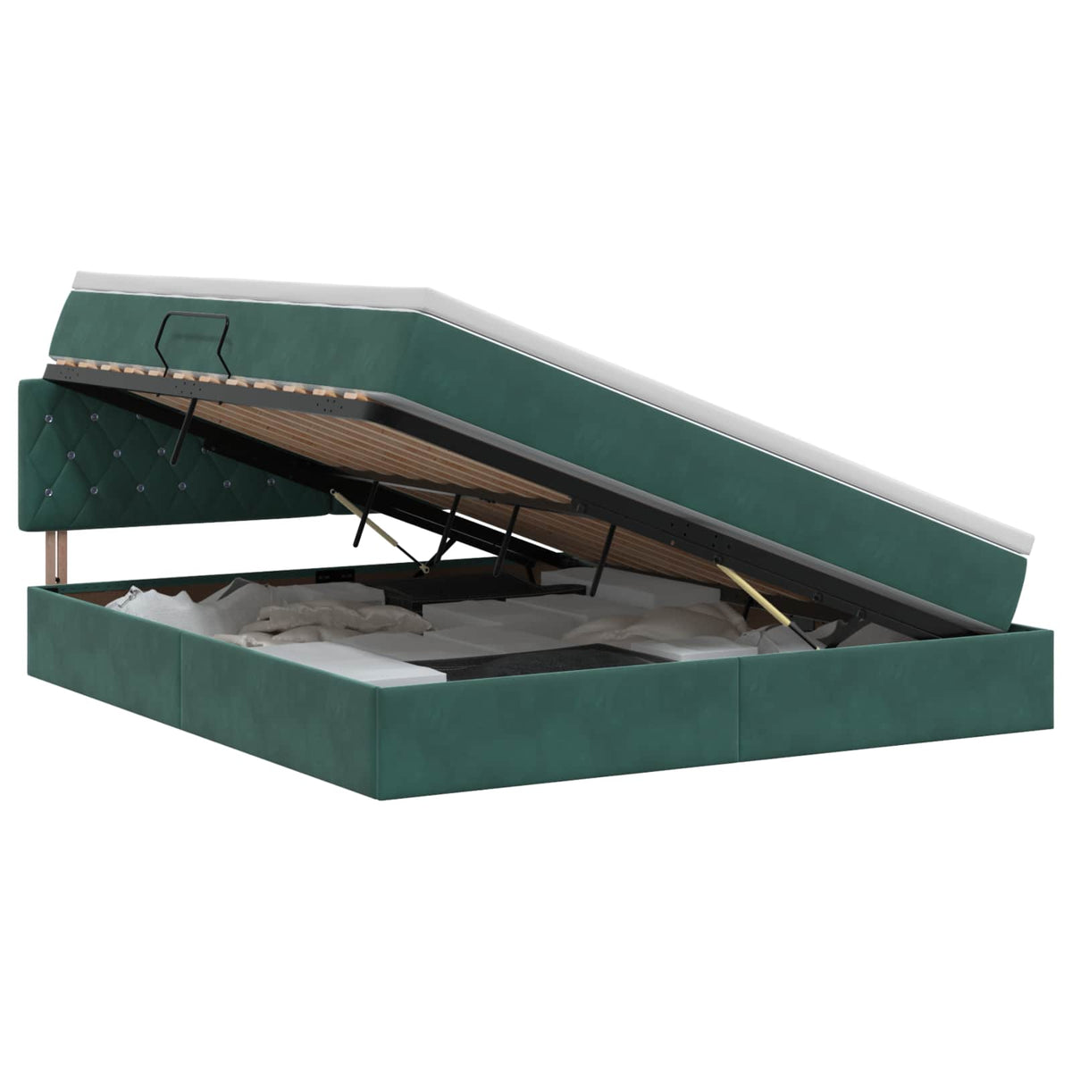 Lit de Rangement Vert foncé 160 x 200 cm Velours