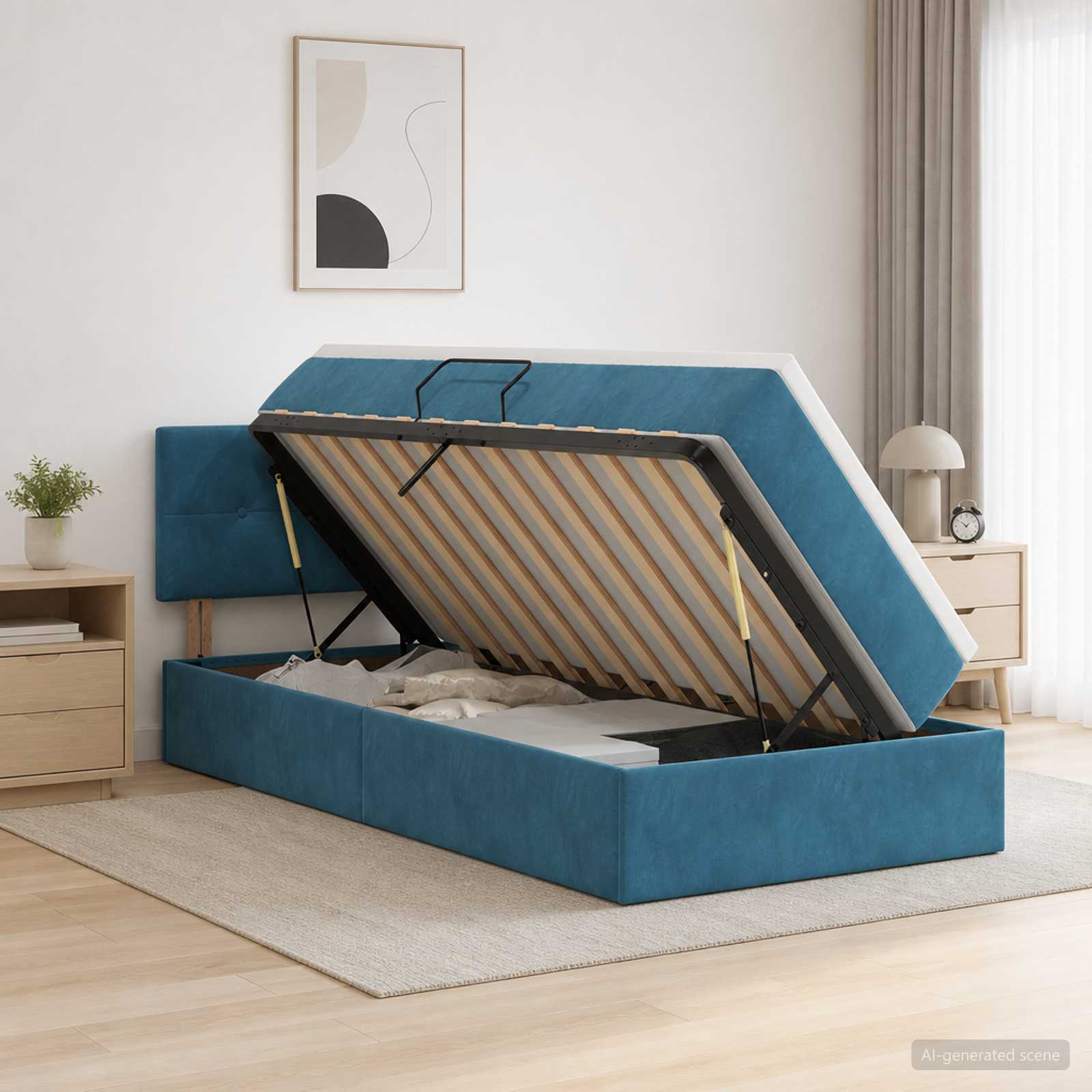 Lit de Rangement Bleu foncé 100 x 200 cm Velours