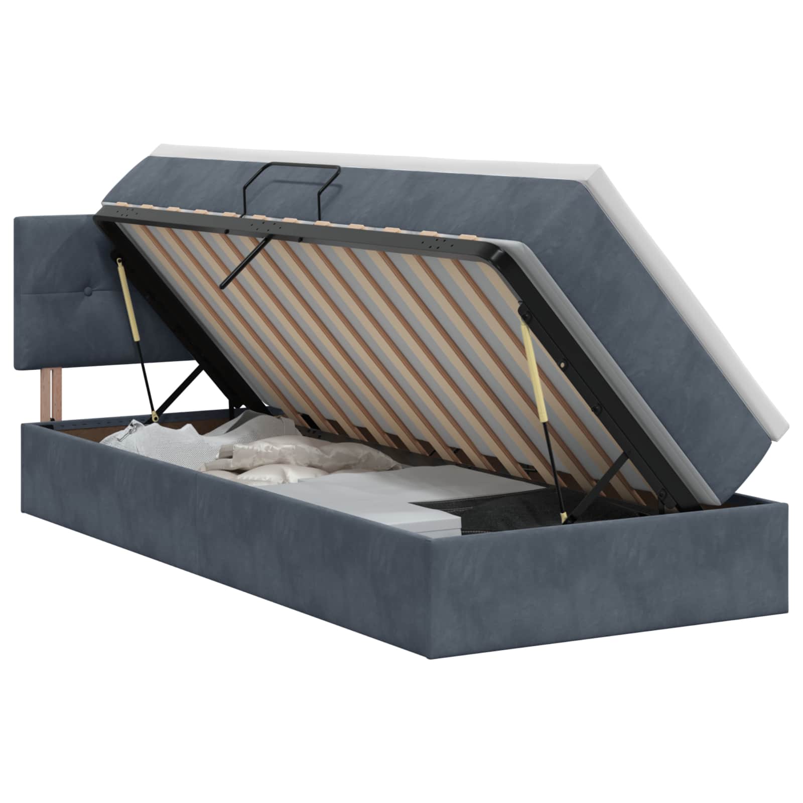 Lit de Rangement Gris foncé 90 x 200 cm Velours - XIOS