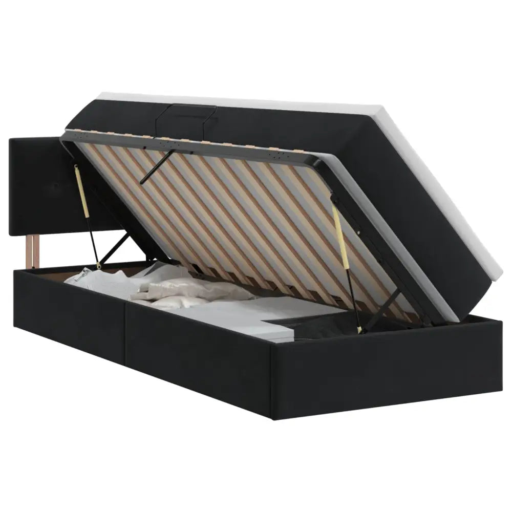 Lit de Rangement avec tête de lit Noir 90 x 200 cm Velours - XIOS Store SNC