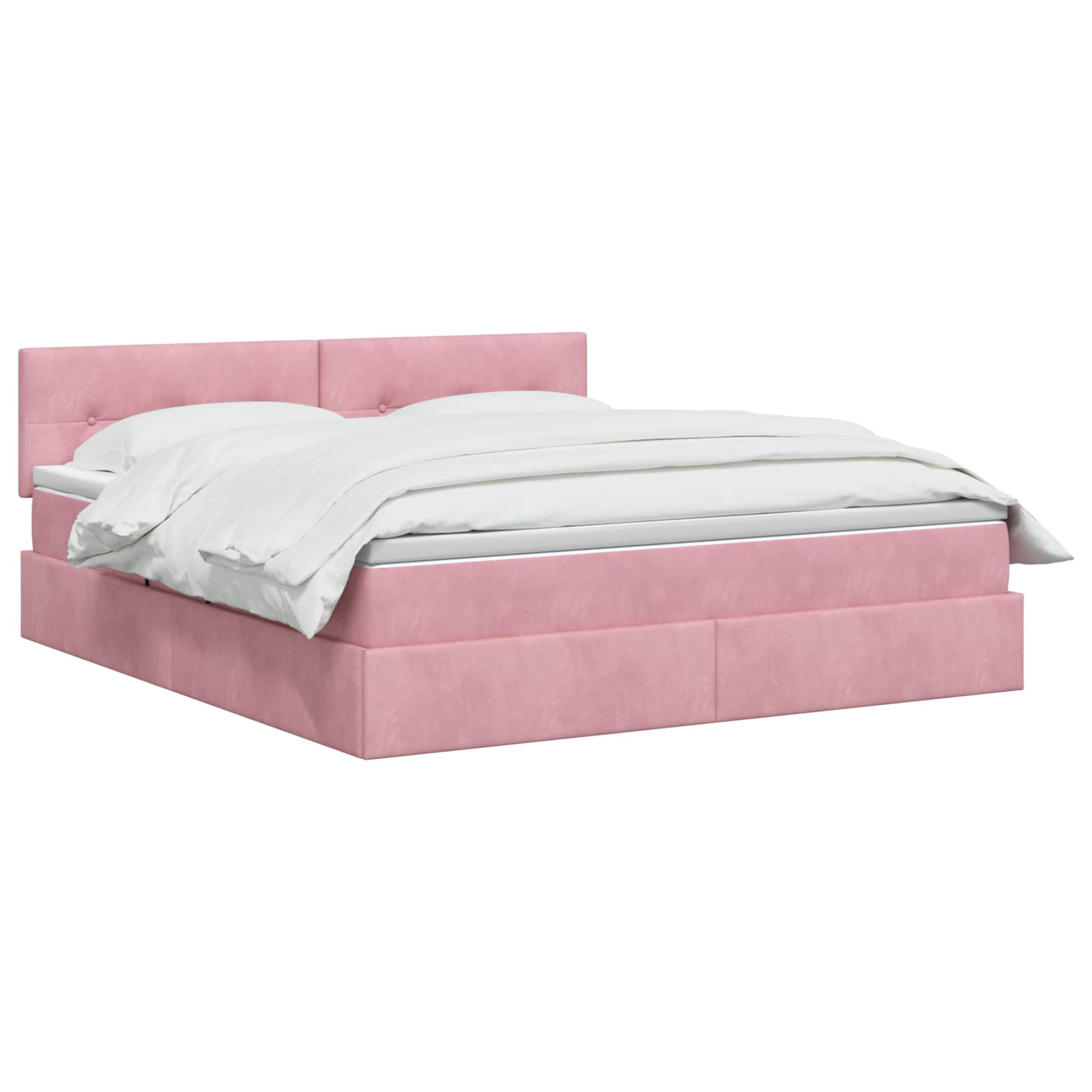 Lit de Rangement avec tête de lit Rose 140 x 200 cm Velours