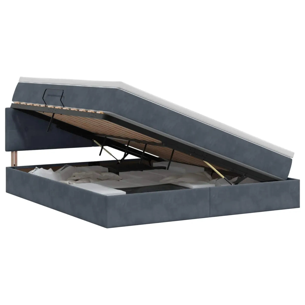 Lit de Rangement Gris foncé 160 x 200 cm Velours - XIOS