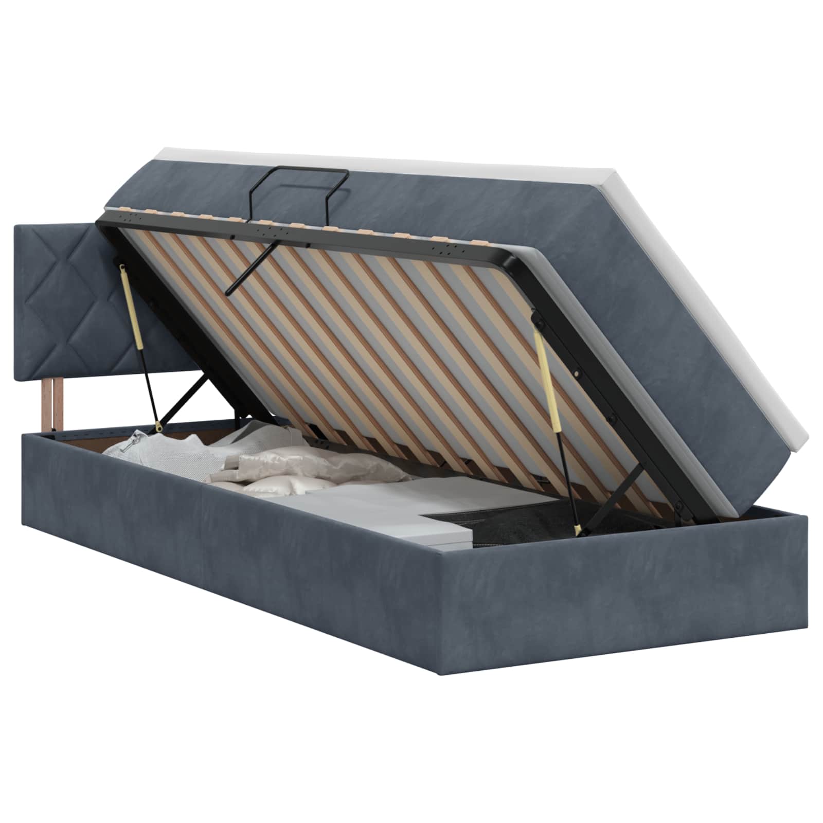 Lit de Rangement Gris foncé 90 x 190 cm Velours - XIOS