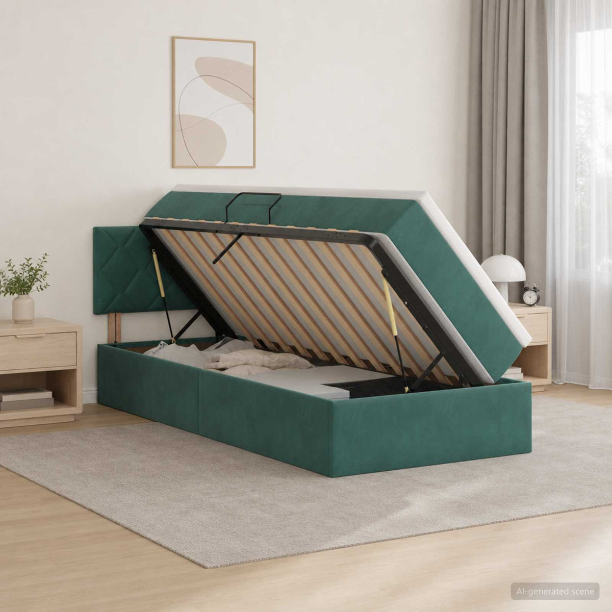 Lit de Rangement Vert foncé 90 x 200 cm Velours