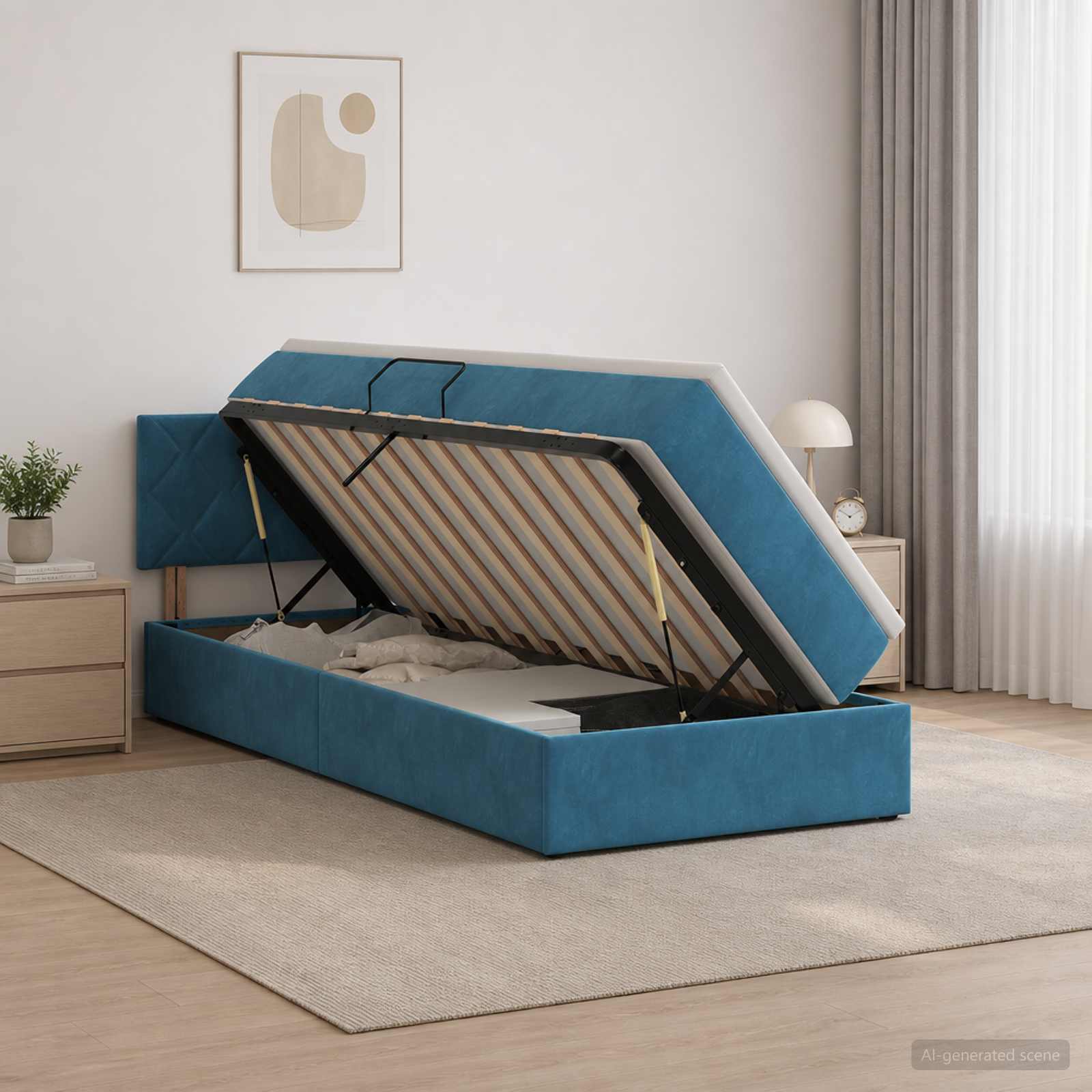 Lit de rangement LED avec matelas Bleu foncé 100 x 200 cm