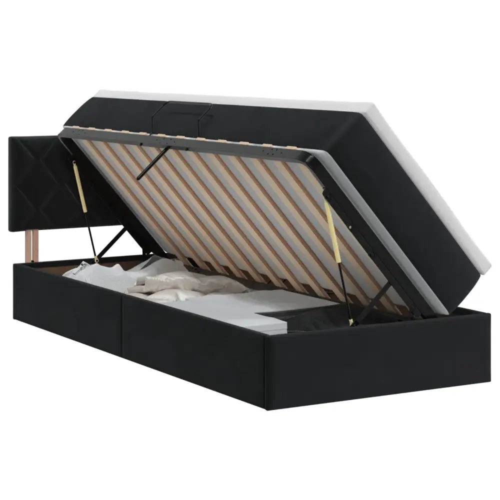 Lit de Rangement avec tête de lit Noir 90 x 200 cm Velours - XIOS Store SNC