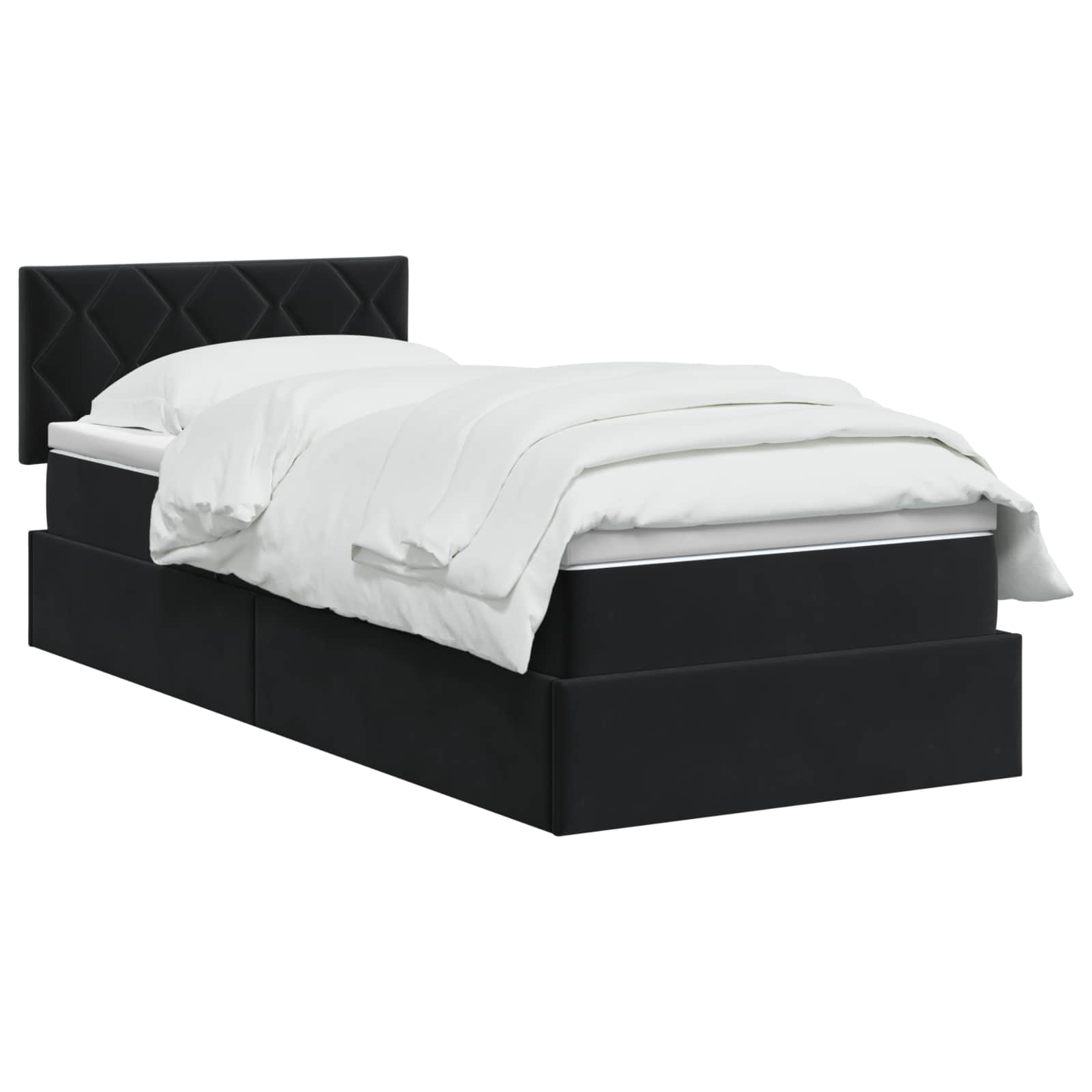 Lit de Rangement avec tête de lit Noir 90 x 200 cm Velours - XIOS