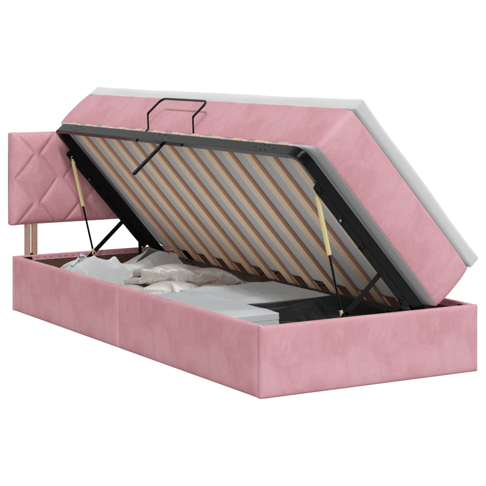 Lit de Rangement avec tête de lit Rose 100 x 200 cm Velours