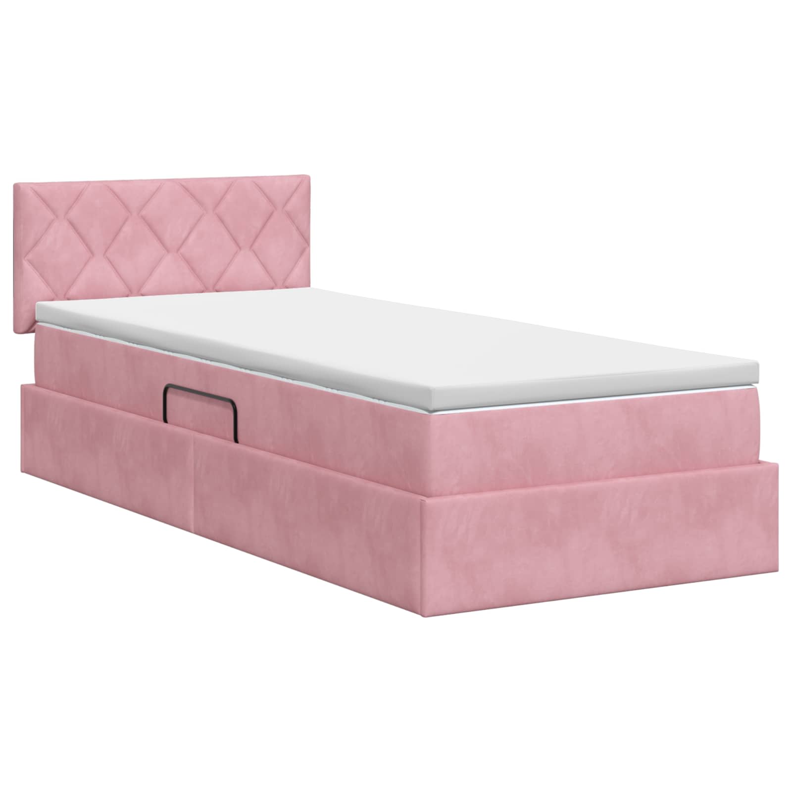 Lit de Rangement avec tête de lit Rose 100 x 200 cm Velours