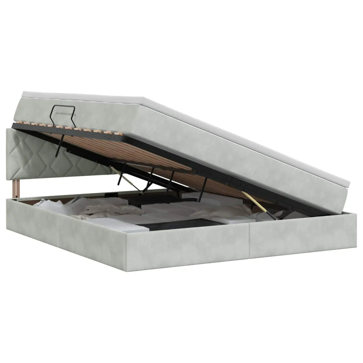 Lit de Rangement Gris clair 140 x 190 cm Velours - XIOS