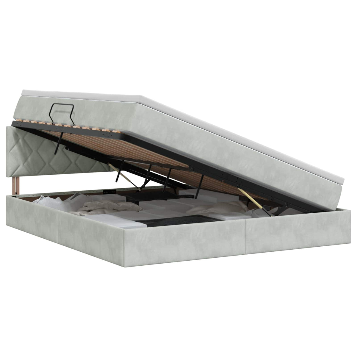 Lit de Rangement Gris clair 160 x 200 cm Velours