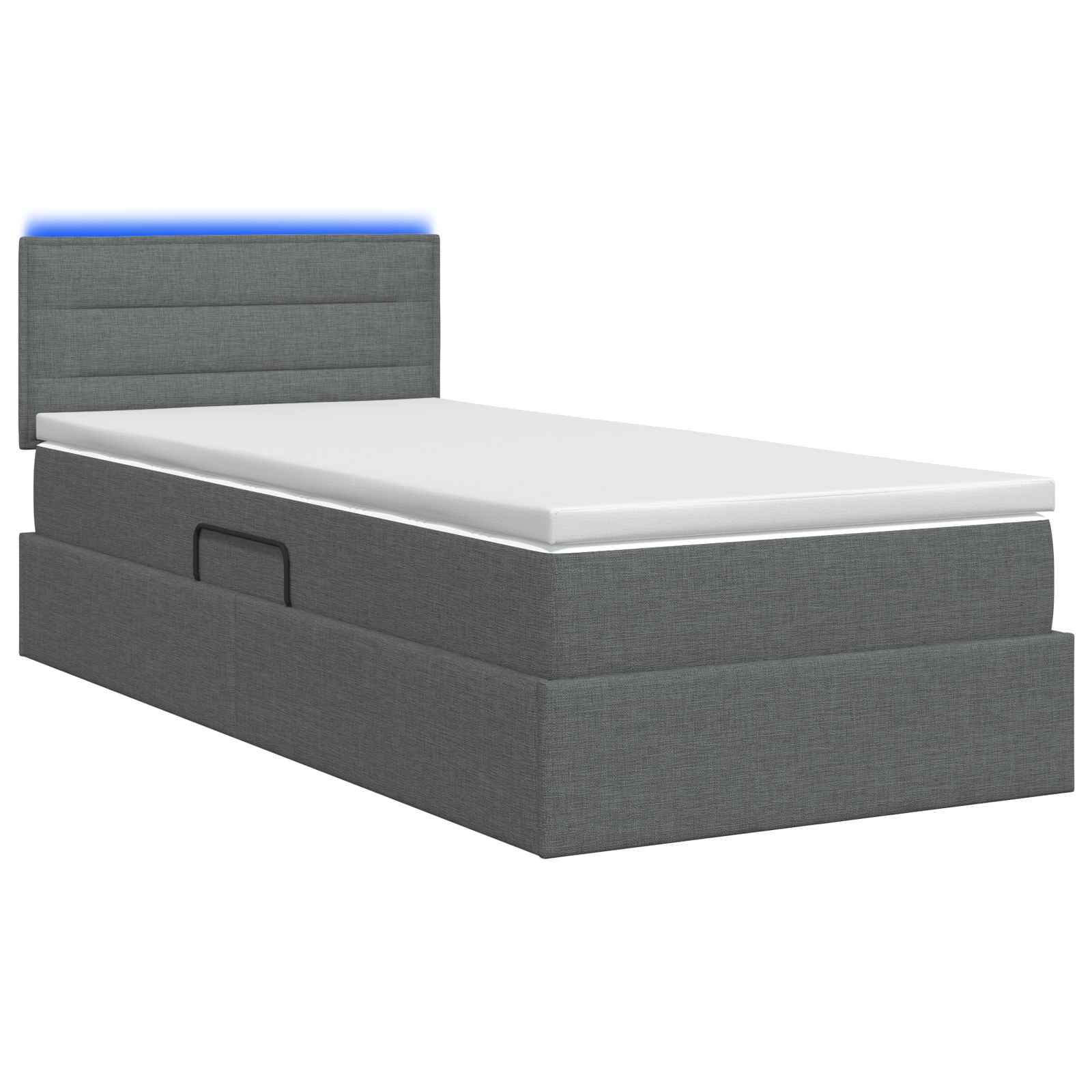Lit de rangement LED avec matelas Gris foncé 90 x 200 cm Tissu - XIOS