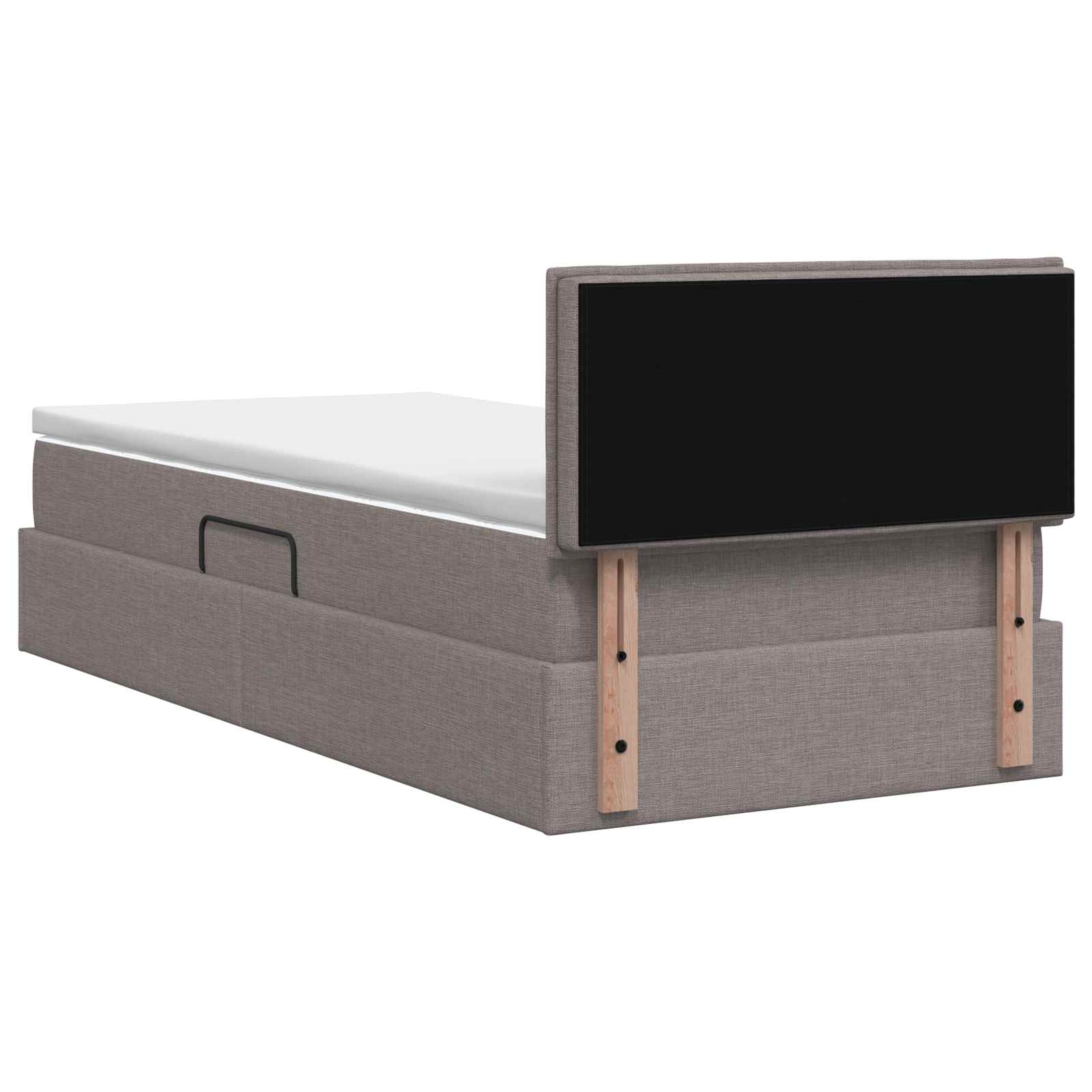 Lit de rangement LED avec matelas Taupe 90 x 200 cm Tissu - XIOS