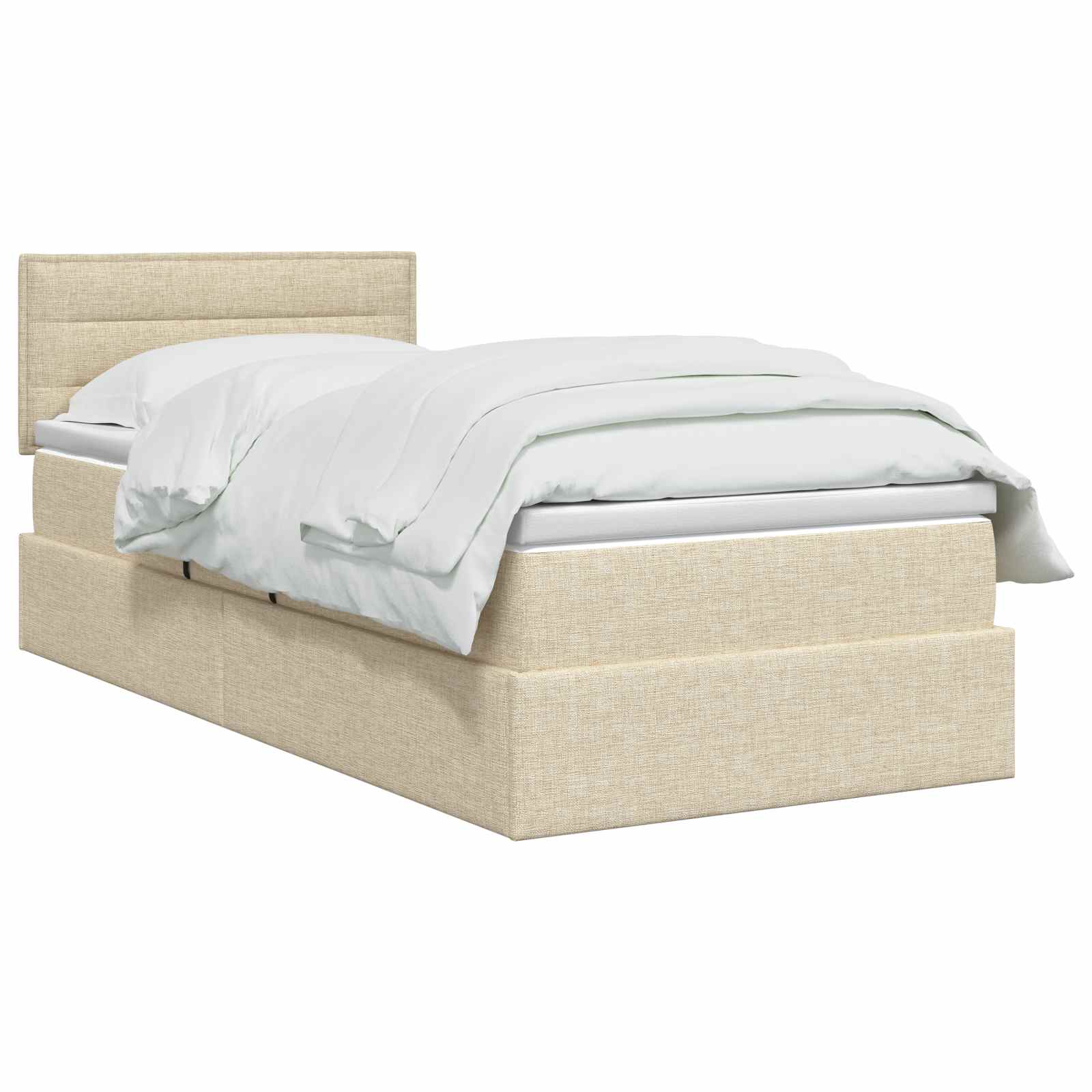 Lit de rangement LED avec matelas Crème 90 x 200 cm Tissu - XIOS