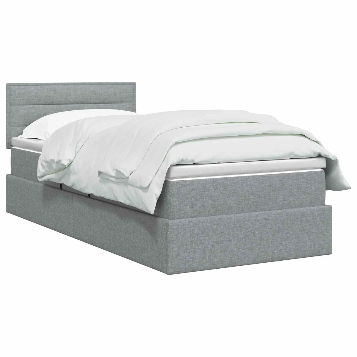 Lit de rangement LED avec matelas Gris clair 100 x 200 cm Tissu