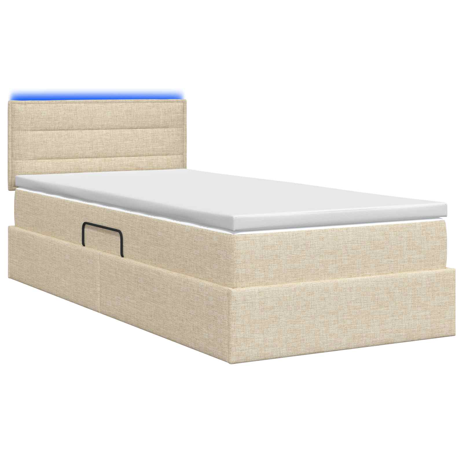 Lit de rangement LED avec matelas Crème 100 x 200 cm Tissu
