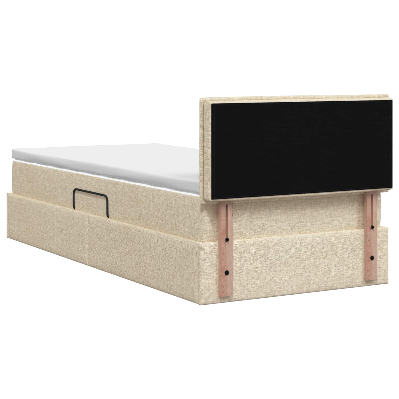 Lit de rangement LED avec matelas Crème 100 x 200 cm Tissu