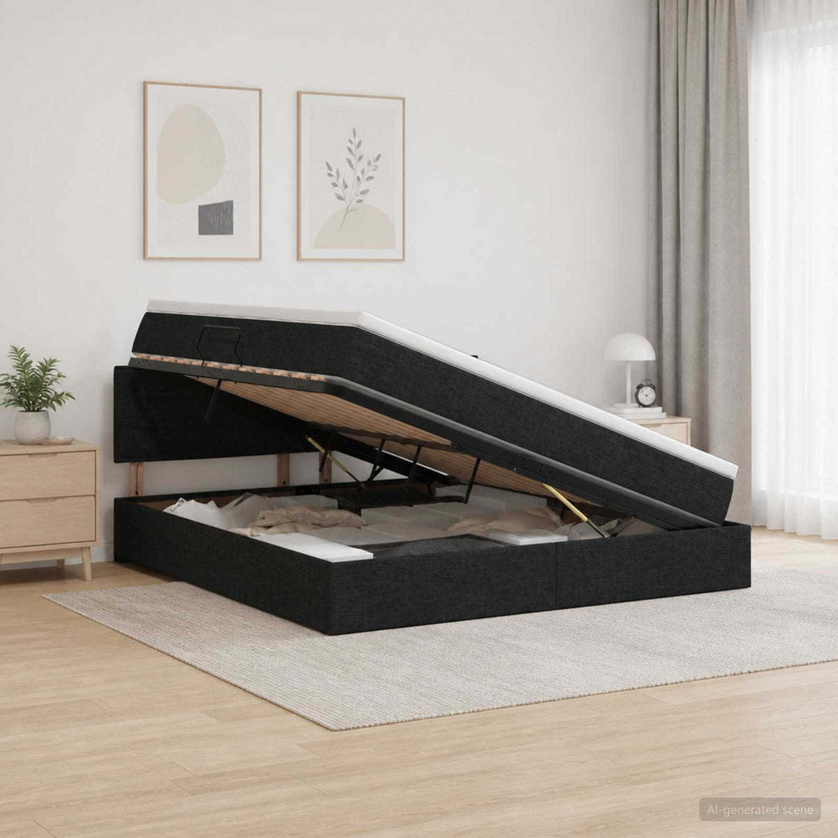 Lit avec rangement et matelas Noir 160 x 200 cm Velours