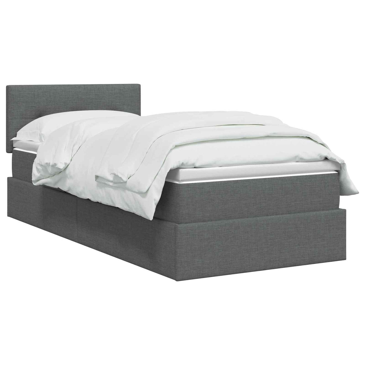 Lit de rangement LED avec matelas Gris foncé 90 x 200 cm Tissu