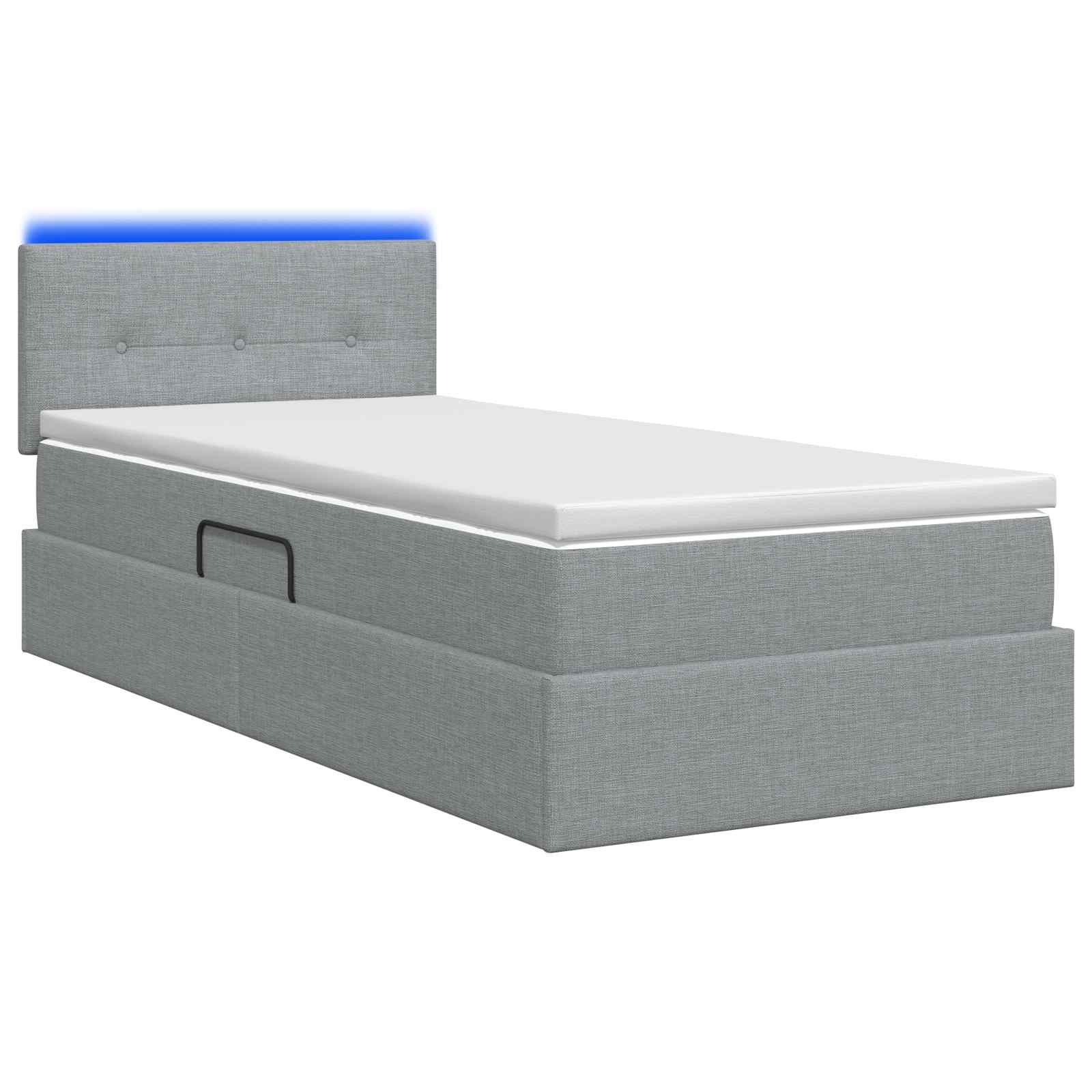 Lit de rangement LED avec matelas Gris clair 100 x 200 cm Tissu