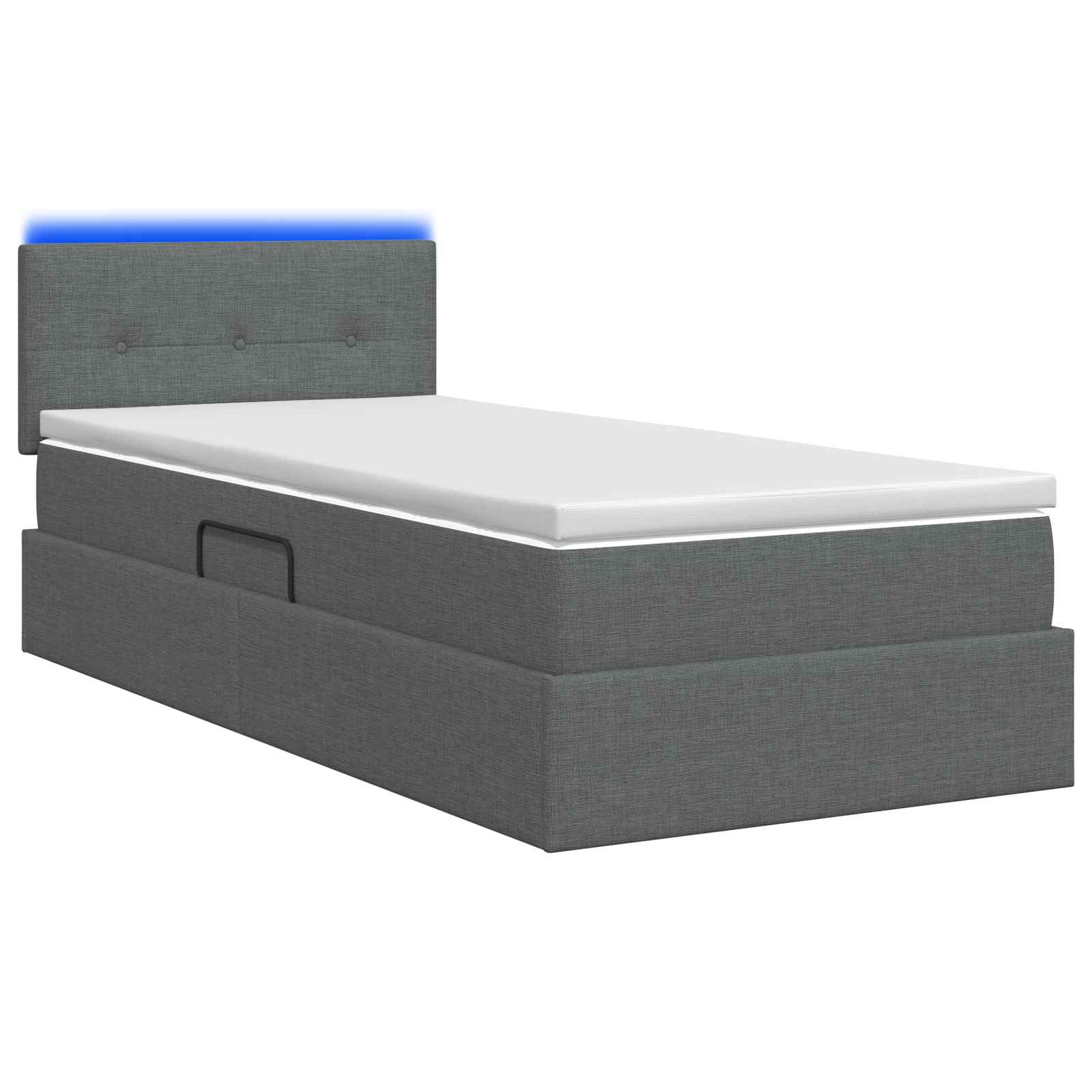 Lit de rangement LED avec matelas Gris foncé 100 x 200 cm Tissu