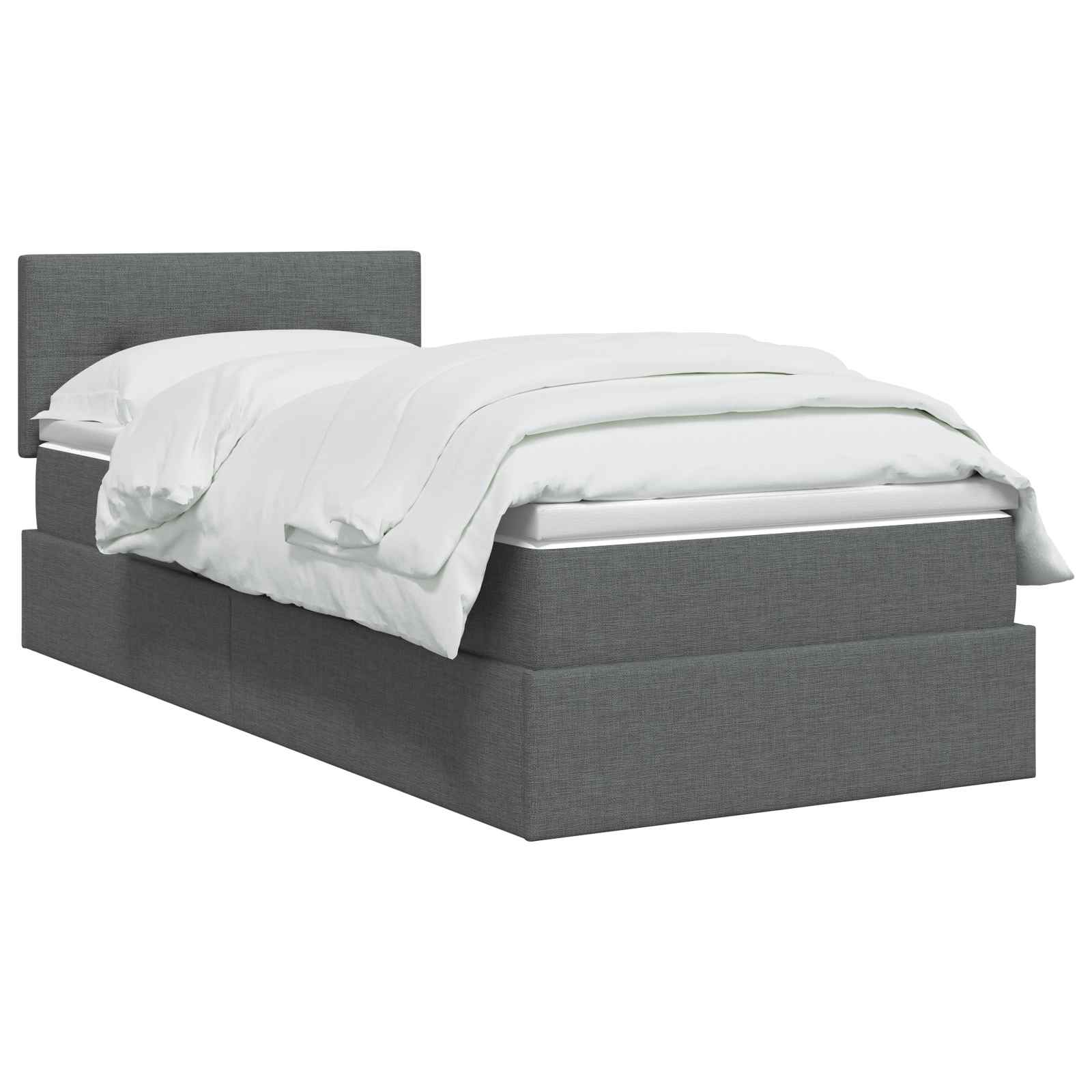 Lit de rangement LED avec matelas Gris foncé 100 x 200 cm Tissu