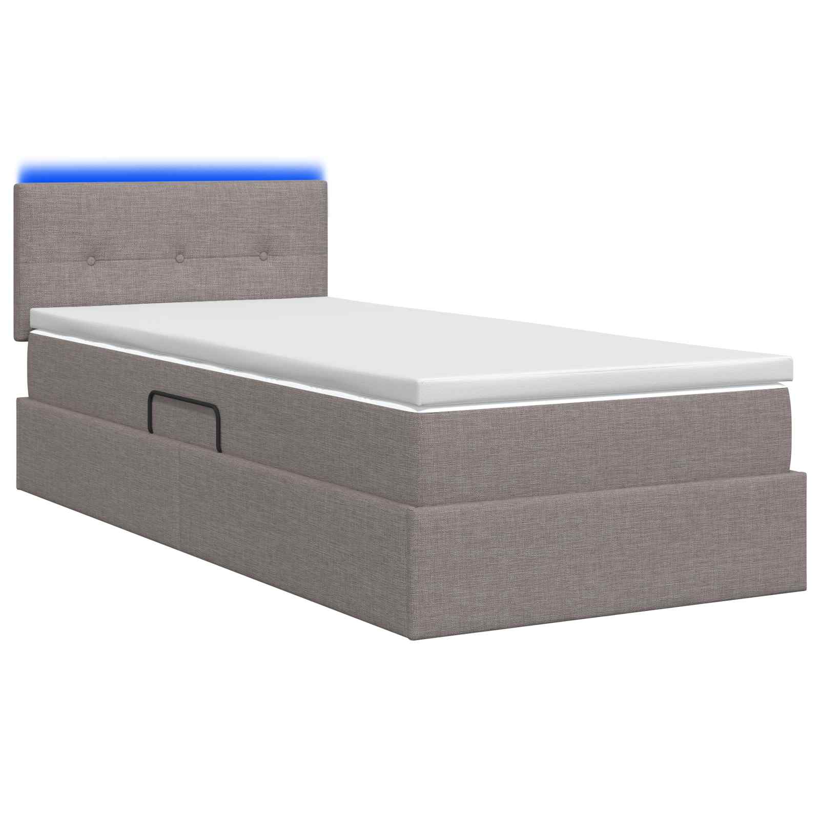 Lit de rangement LED avec matelas Taupe 100 x 200 cm Tissu